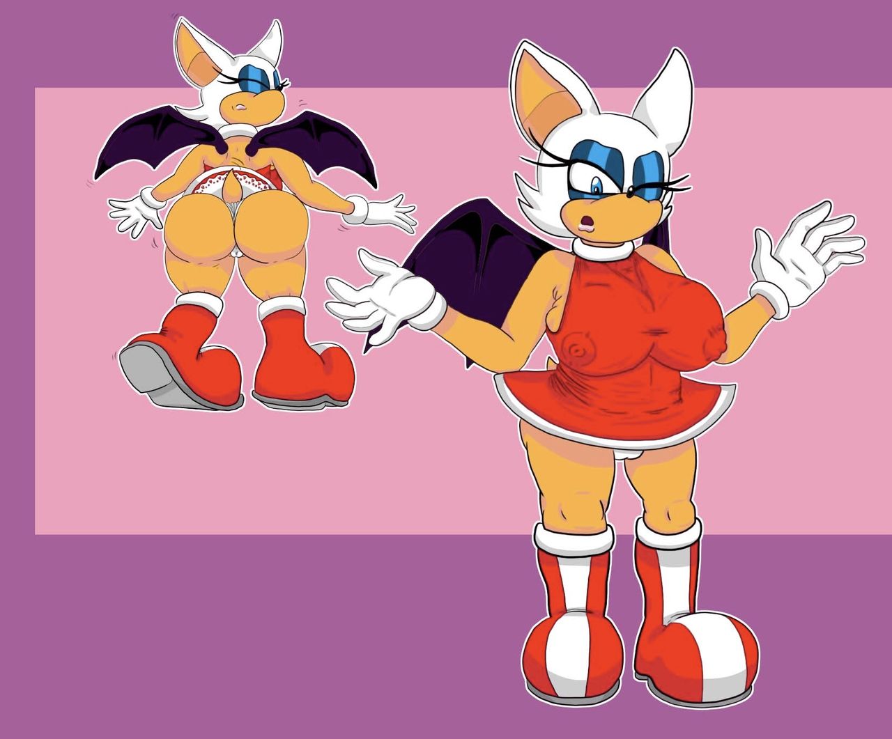 1girls amy_rose amy_rose_(cosplay) female rouge_rose rouge_the_bat sonic_(series) sonic_the_hedgehog_(archie) sonic_the_hedgehog_(comics) sonic_the_hedgehog_(idw) sonic_the_hedgehog_(series) tinydevilhorns