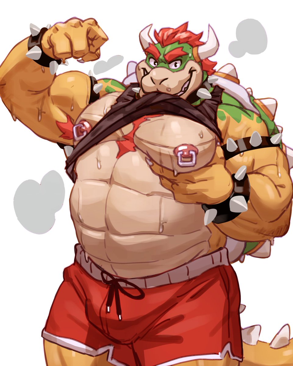 2024 anthro areola armband armpit_hair barazoku belly biceps big_bulge big_muscles big_pecs bite bodily_fluids body_hair bottomwear bowser bracelet bulge chest_hair clothed clothing clothing_bite collar dripping eyebrows flexing hair hi_res horn huge_muscles jewelry kemono koopa lhjal2 looking_at_viewer male male_only manly mario_(series) musclegut muscular muscular_anthro muscular_male musk musk_clouds navel nintendo nipple_piercing nipple_ring nipples non-mammal_nipples pec_grab pec_squeeze pec_squish pecs piercing raised_clothing raised_shirt raised_tank_top raised_topwear ring_piercing scalie seductive shell shirt shorts simple_background smile solo spiked_armband spiked_bracelet spiked_collar spiked_shell spiked_tail spikes spikes_(anatomy) squish standing sweat tail tank_top tank_top_bite teeth topwear white_background