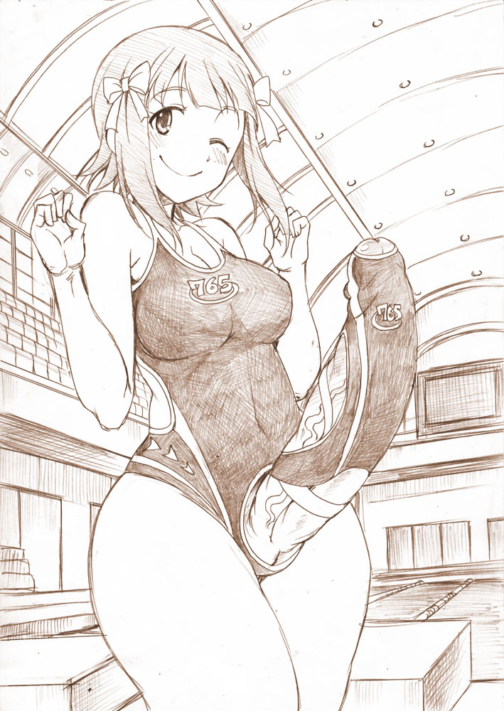 1futa, amami haruka, big breasts, big penis, blush, breasts, dickgirl, erection, futa only, futanari, gekka kaguya (urabata), huge cock, idolmaster, intersex, large penis, penis, sketch, solo, solo futa, standing, swimsuit, tagme, text, veins, veiny penis, wide hips