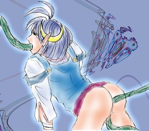 anal clothed_sex clothing female open_mouth oral penetration rape rena_lanford short_hair skirt star_ocean star_ocean:_the_second_story tentacle triple_penetration vaginal_penetration