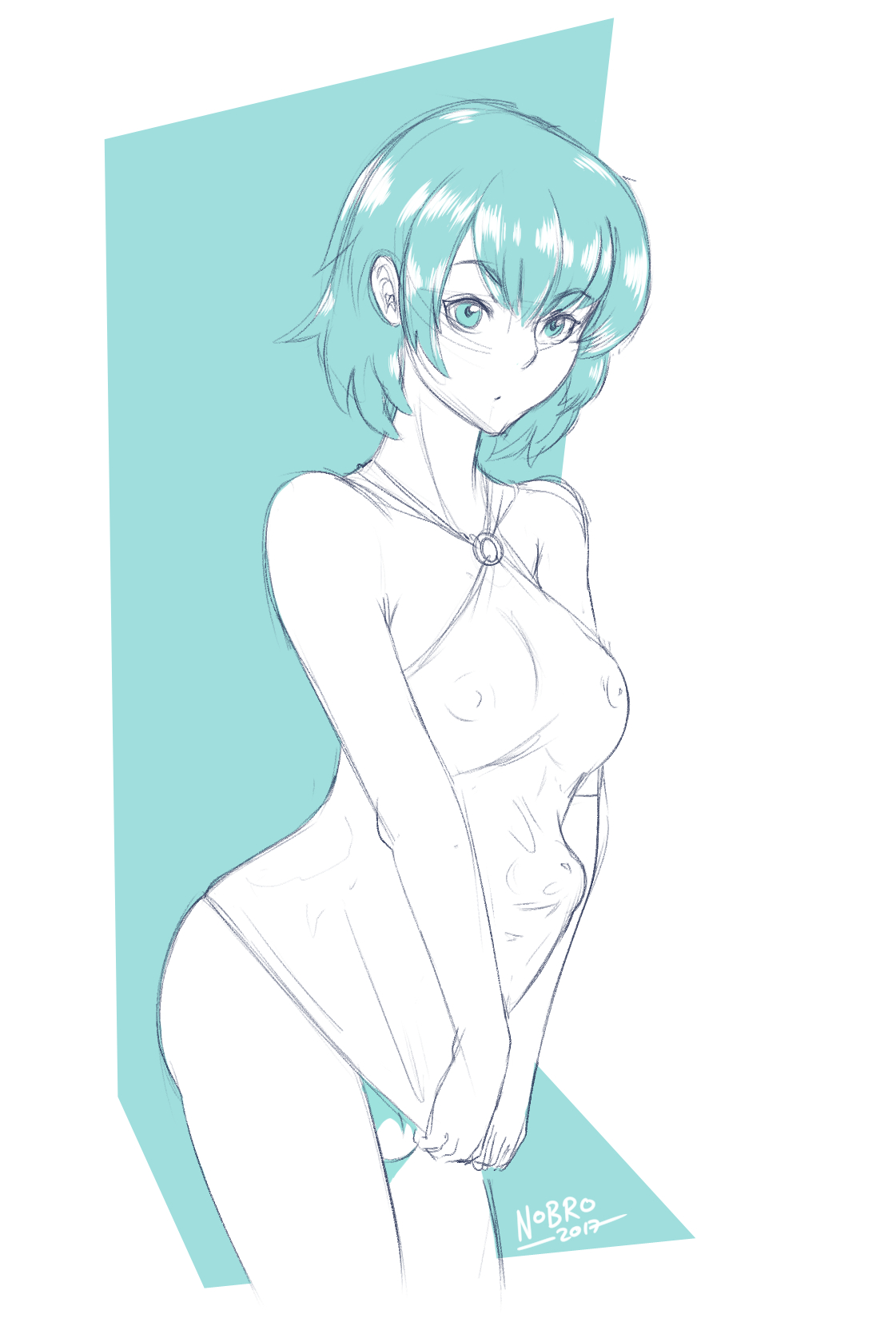 1futa, breasts, dickgirl, futa only, futanari, horny, intersex, medium breasts, nobro, penis, short hair, sketch, solo