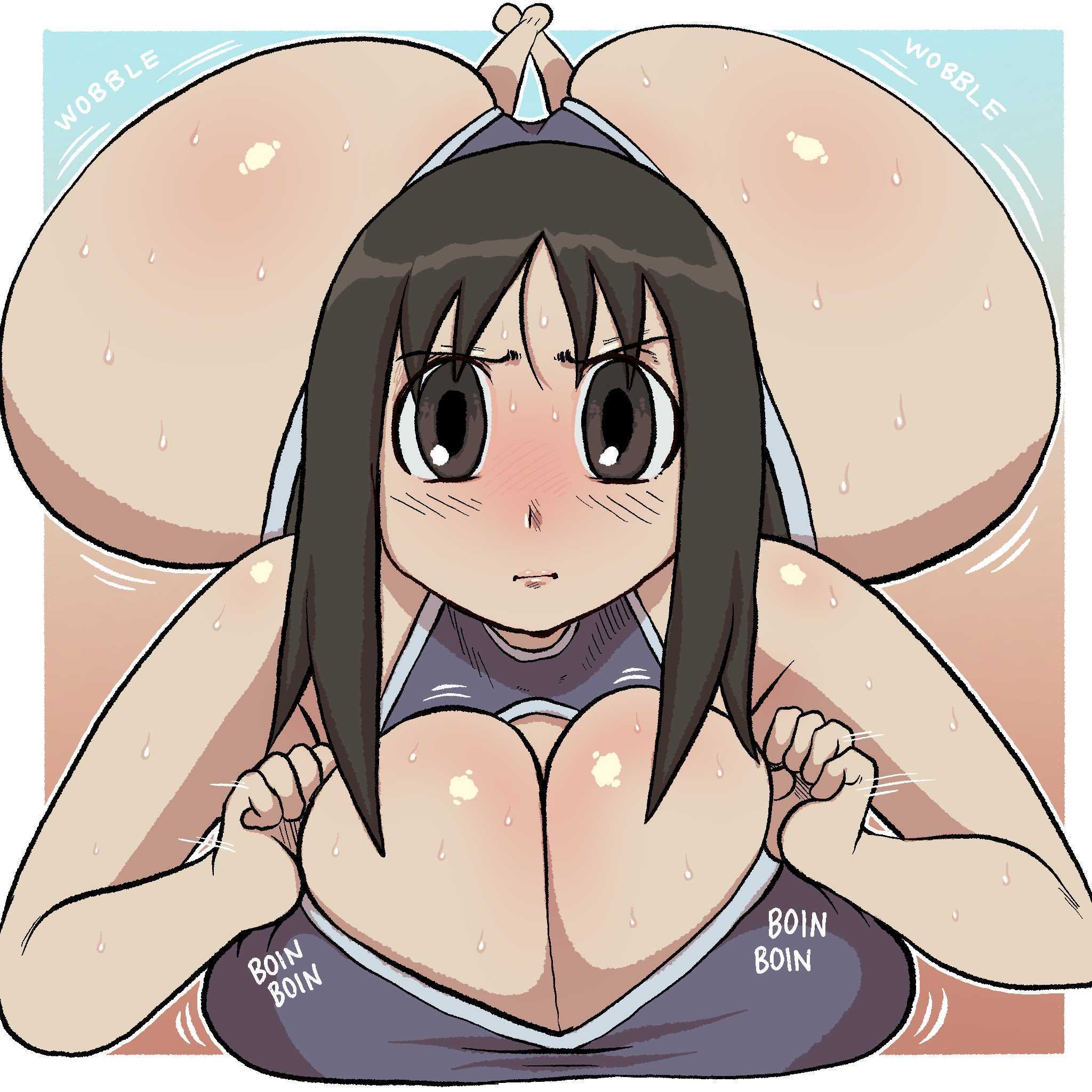 1girls, ass, ass body, azumanga daiou, big ass, big breasts, breasts, female, front facing with ass, huge ass, huge breasts, lewdbeef, looking at viewer, osaka ayumu kasuga, please look forward to it, plump, solo, swimsuit, voluptuous