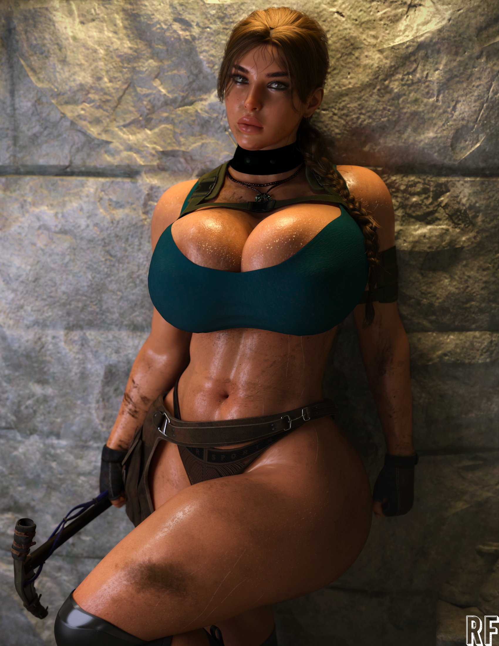 1girls, 3d, 3d (artwork), ass, big ass, big breasts, breasts, child bearing hips, digital media (artwork), female, female focus, female only, huge ass, huge breasts, lara croft, lara croft (cod), rude frog, thick, thick ass, thick thighs, tomb raider