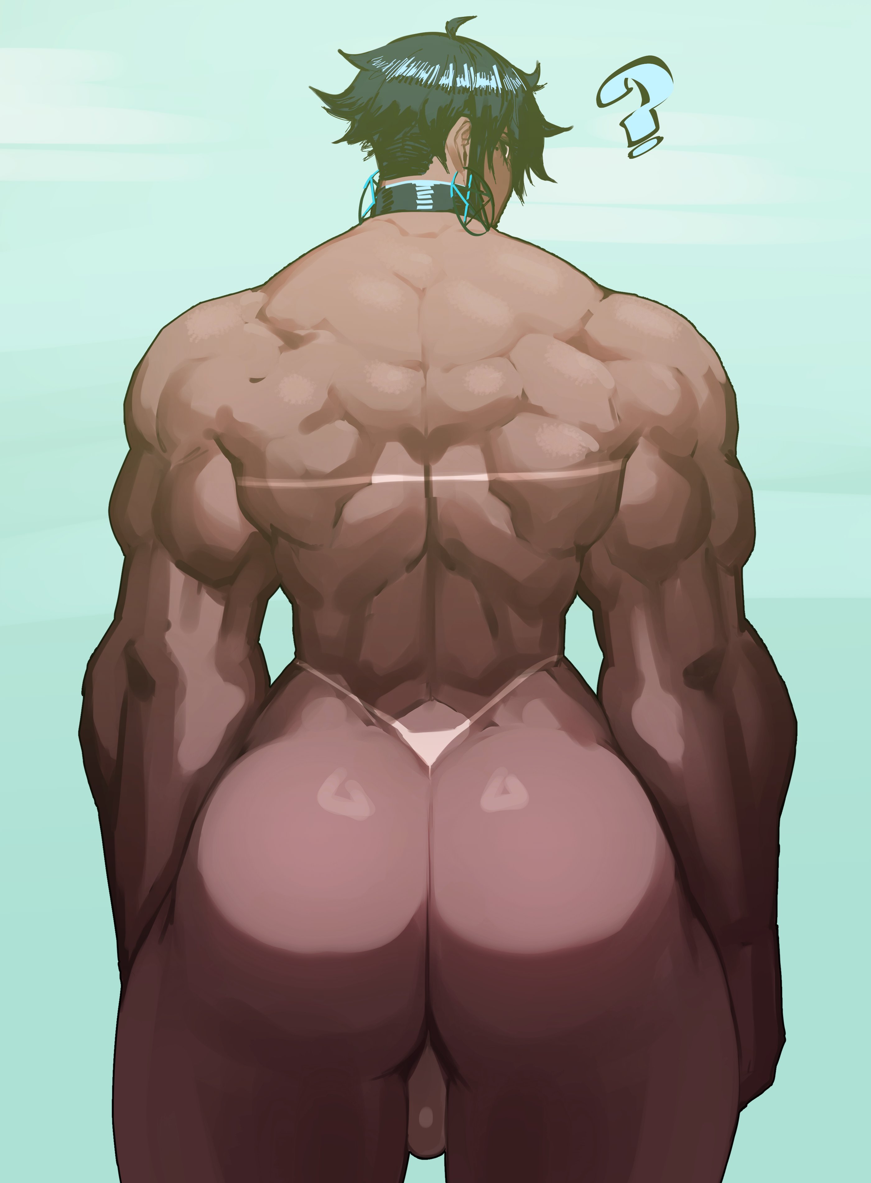 1boy, ambush (trap), ass, axred7, back view, backsack, balls, ballsack, big ass, bikini tan, bubble ass, bubble butt, dark skin, dark-skinned femboy, dark-skinned male, dilf, enormous ass, femboy, femboy dilf, hourglass figure, huge ass, human, male, male only, muscular, muscular male, solo, solo male, standing, tanline, v-taper
