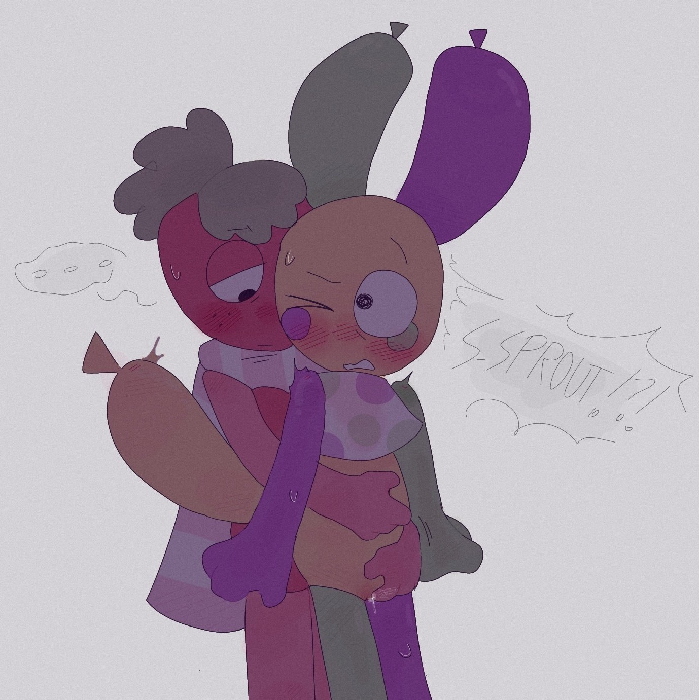 !, !?, cloudyhehe, dandy's world, fingering, groping, looey (dandy's world), sprout (dandy's world), vagina