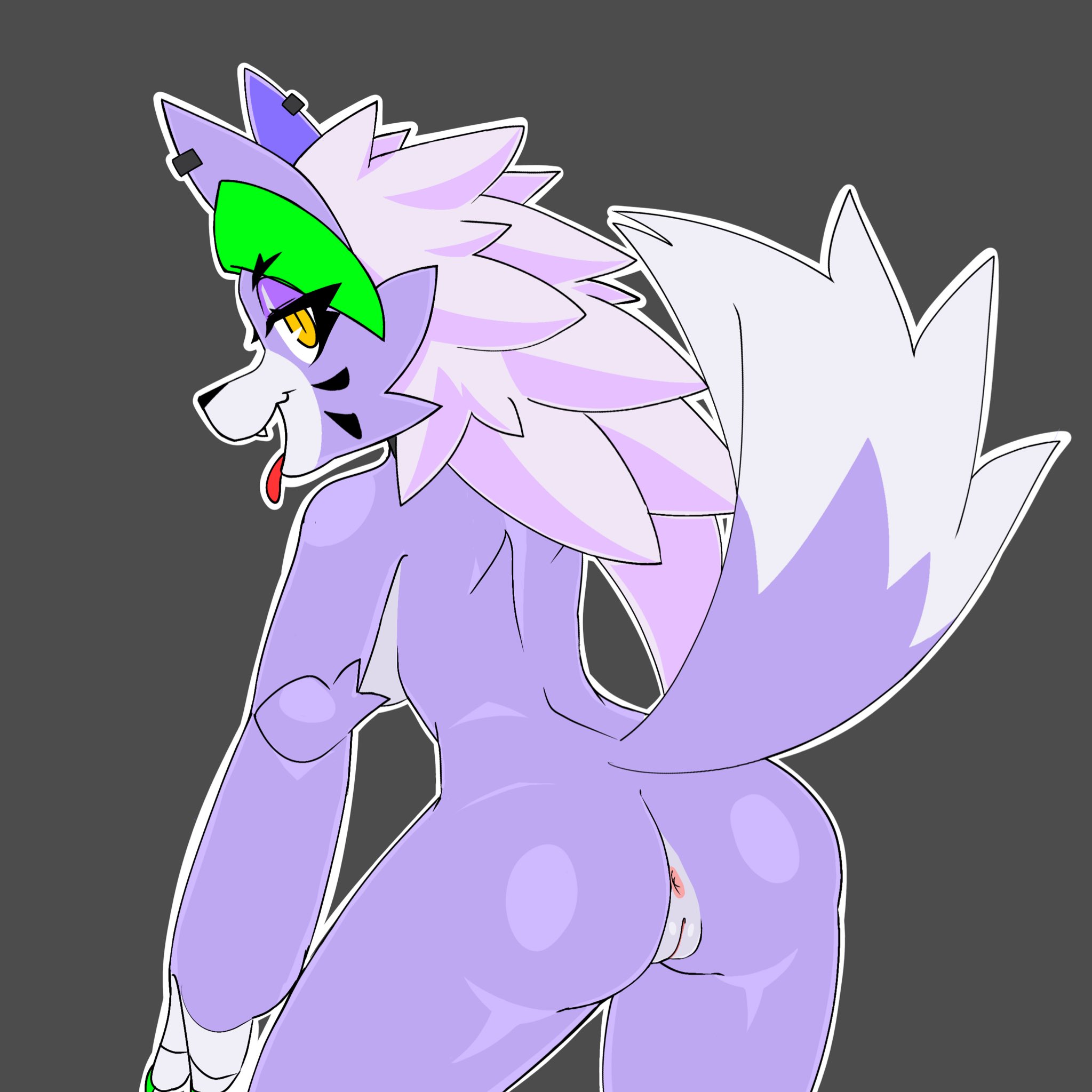 anthro, female, five nights at freddy's, fnaf, pussy, rear view, roxanne wolf (fnaf), ryuuuk1, solo