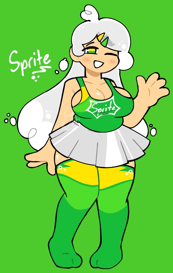 acetheamazing101 big_breasts breasts hair hips limeyace_(artist) oc original original_character plump skirt sprite sprite_(soda) thick thick_thighs thigh_highs thighs white wide_hips