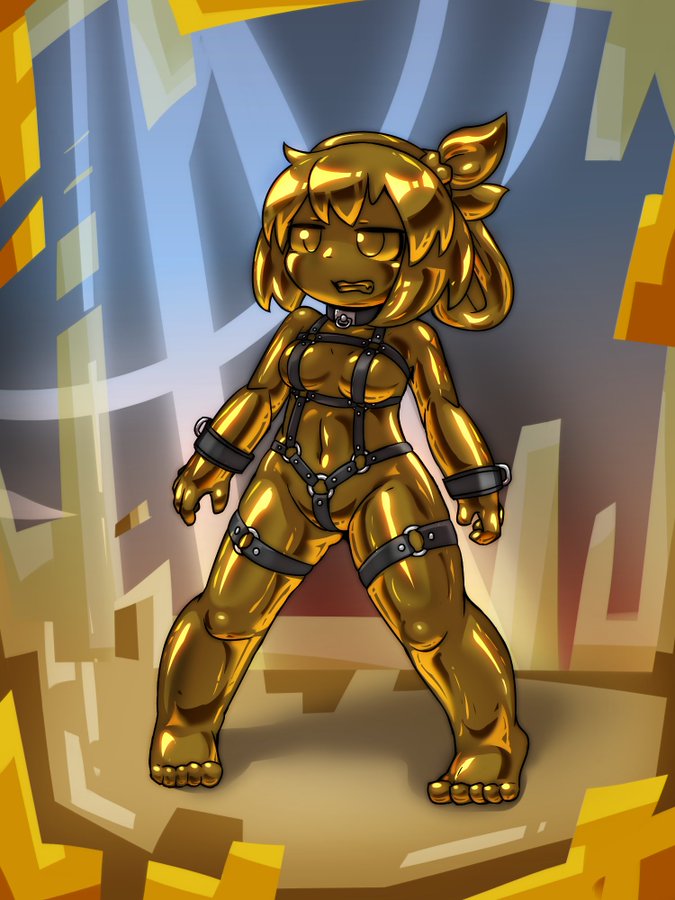 gold gold_body golden golden_body petrification petrified statue