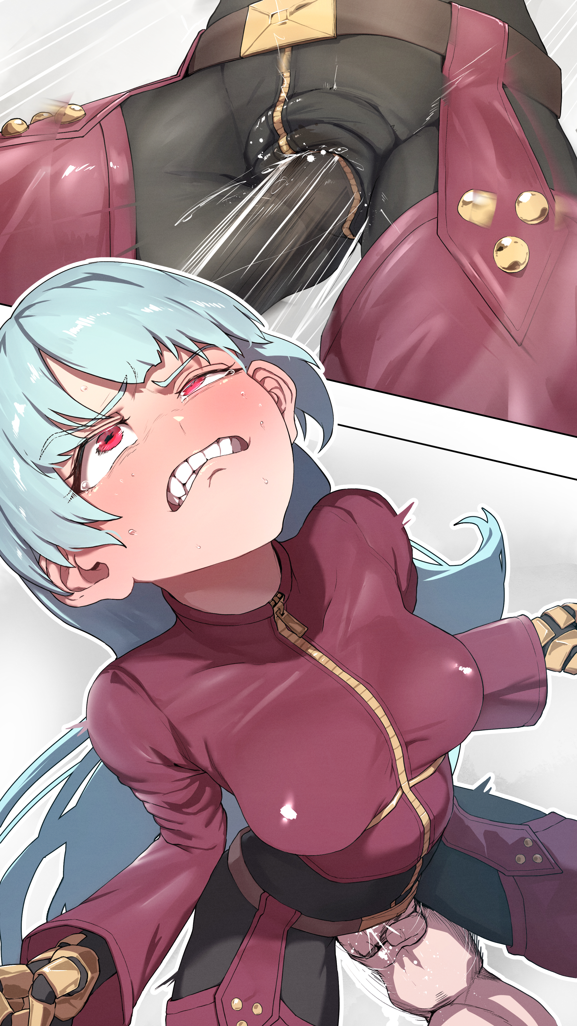 1girls, absurd res, absurdres, ahe gao, ahegao, ahegao face, alternate version available, belt, blue hair, blush, bodysuit, breasts, cameltoe, clenched teeth, close-up, clothed, clothed sex, clothing, erect nipples, erect nipples under clothes, eyes rolling back, female, female focus, finger fuck, fingering, fully clothed, genital fluids, gloves, jacket, king of fighters, kof, kula diamond, leather, leather clothing, leather jacket, light skin, light-skinned female, long hair, medium breasts, nipple bulge, nipples, orgasm, orgasm face, pale skin, pale-skinned female, perky breasts, pink eyes, pussy, sawtatsu, snk, sweat, sweatdrop, sweating, teenage female, teenager, teeth, teeth clenched, teeth showing, the king of fighters, vaginal, vaginal fingering, vaginal penetration