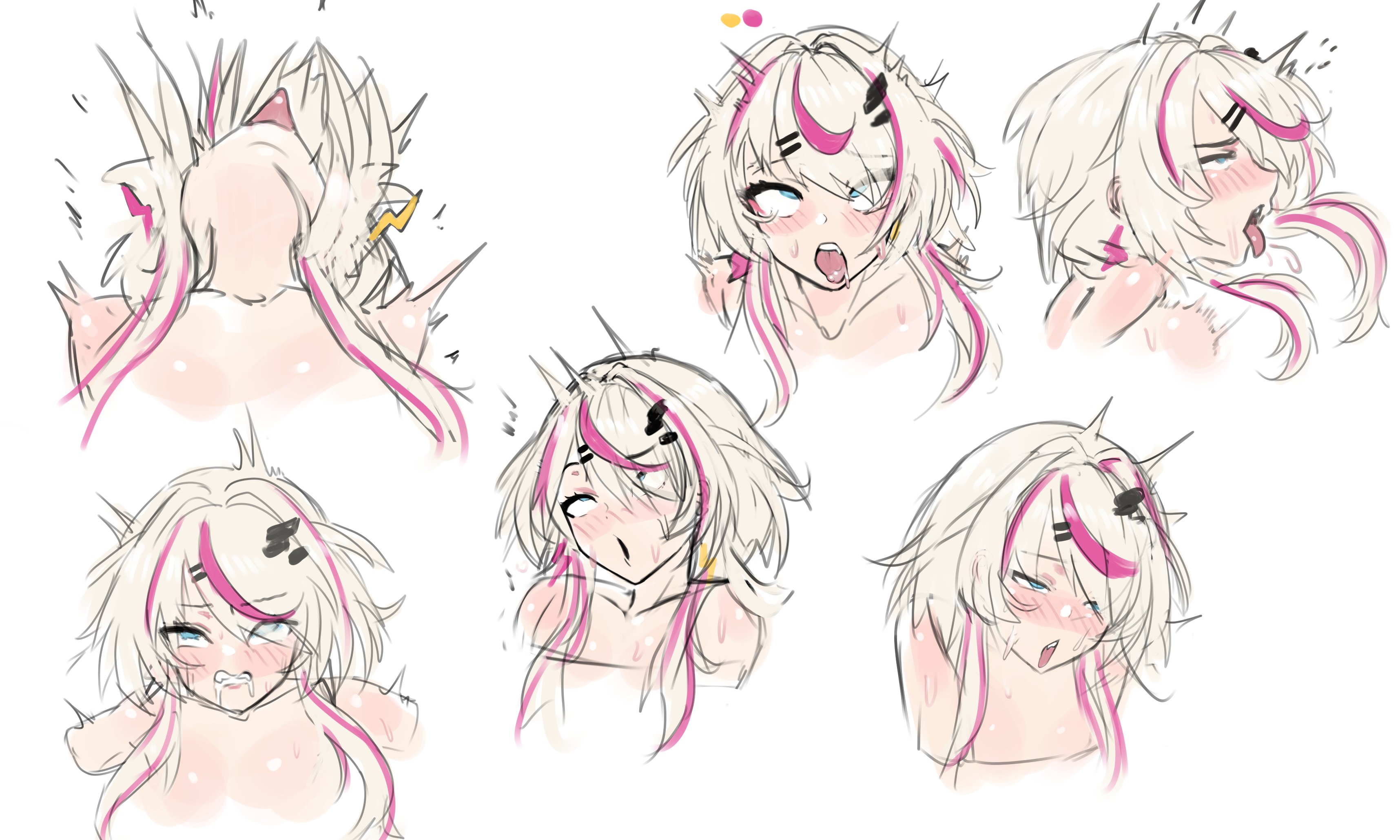 ahe gao, ahegao face, clenched teeth, face, heiz illust, open mouth, phase connect, pleasure face, rinkou ashelia, tongue, tongue out, virtual youtuber