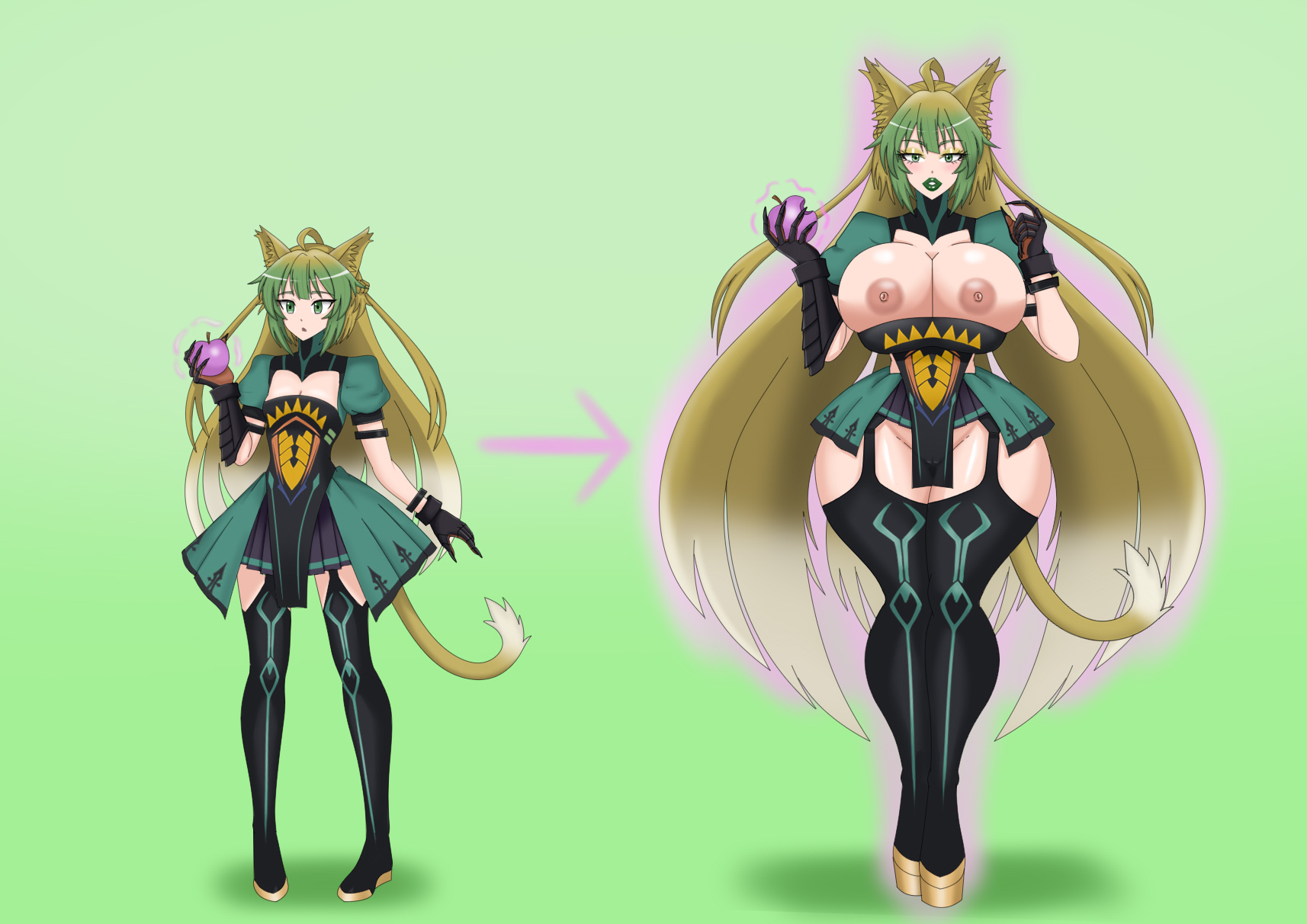1girls, age progression, ass expansion, atalanta (fate), before and after, big lips, bimbo, bimbofication, breast expansion, breast growth, breast growth (enlargement), breasts, fate (series), female, female only, getting bigger, height growth, high heels, hourglass figure, huge breasts, human, radromu, revealing clothes, sequence, skimpy, small breasts, solo, solo female, standing, transformation, ultratwilight, voluptuous, wide hips