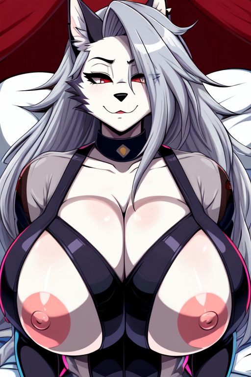 ai_generated bed female furry helluva_boss loona_(helluva_boss) police_uniform self_upload sleeping