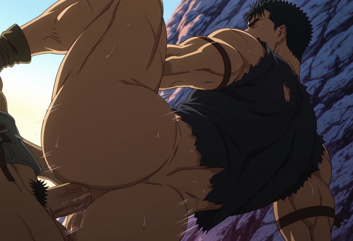 1boy, abs, ai generated, anal, anal masturbation, anal sex, ass, ass focus, bara, behind view, berserk, big bottom, big bottom small top, big sub, big sub small top, black hair, bottoming, completely nude, daylight, dutch angle, focus, gay domination, gay sex, guts (berserk), human, juicy bara, large ass, large pectorals, large thighs, male, male focus, male only, male penetrated, male penetrating, male penetrating male, male pov, male/male, masculine, masculine male, masturbation, mature male, muscle bottom, muscles, muscular, muscular back, muscular bottom, muscular chest, muscular male, naked, navel, nipples, nude, on back, outdoors, pectorals, penetrated, penetration, penis, receiving pov, role reversal, scar, short hair, showing off, showing penis, side view, small dom big sub, small top big bottom, standing doggy style, standing sex, stomach, submissive, submissive male, sweat, thick thighs, thighs, uncensored, yaoi