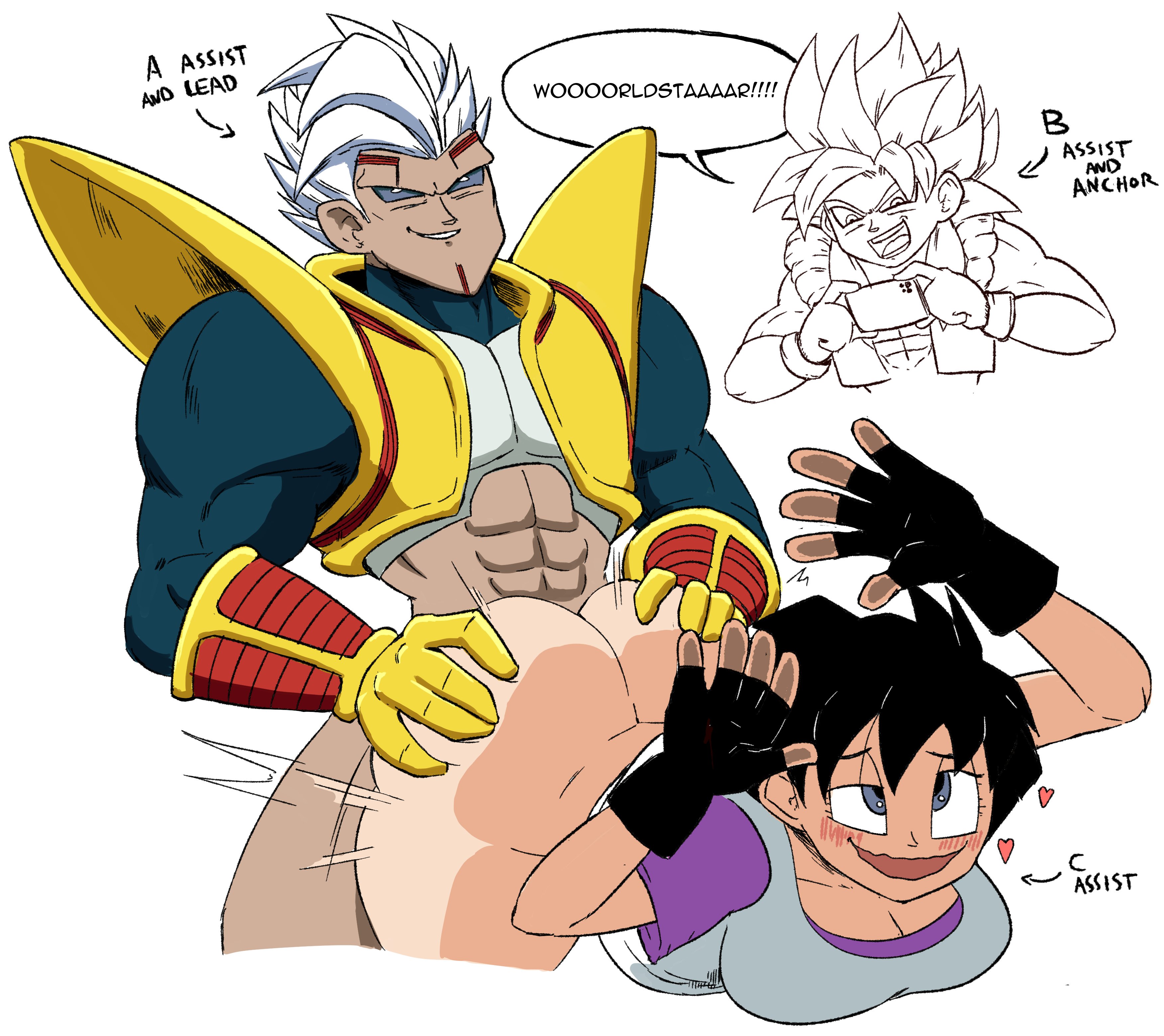 1boy, 1girls, abs, alien, alien male, alien/human, all fours, ass, ass focus, baby (dragon ball), baby vegeta, big ass, big breasts, black gloves, black hair, blue eyes, blush, breasts, clothed, clothed female, clothed male, clothed sex, clothes, clothing, doggy style, dragon ball, dragon ball (series), dragon ball gt, dragon ball z, duo, duo focus, enjoying, fat ass, female, female focus, female penetrated, ferretidk, fisherneph, gloves, gogeta, grabbing, grabbing ass, grabbing ass while penetrating, grabbing from behind, heart, heroine, hetero, hetero sex, heterosexual, human, human female, male, male abs, male and female, male and female focus, male focus, male penetrating, male penetrating female, male villain, male/female, maledom, masculine male, netorare, no human, ntr, nude, nude female, nude male, penetration, penetration from behind, sex, sex from behind, short hair, short-haired female, short-haired male, shounen jump, shueisha, smile, toei animation, tuffle, videl, videl (dragon ball z), videl (majin buu saga), videl (short hair), villain, villain on heroine, villain/heroine, weekly shonen jump, weekly shounen jump, white hair, wide hips