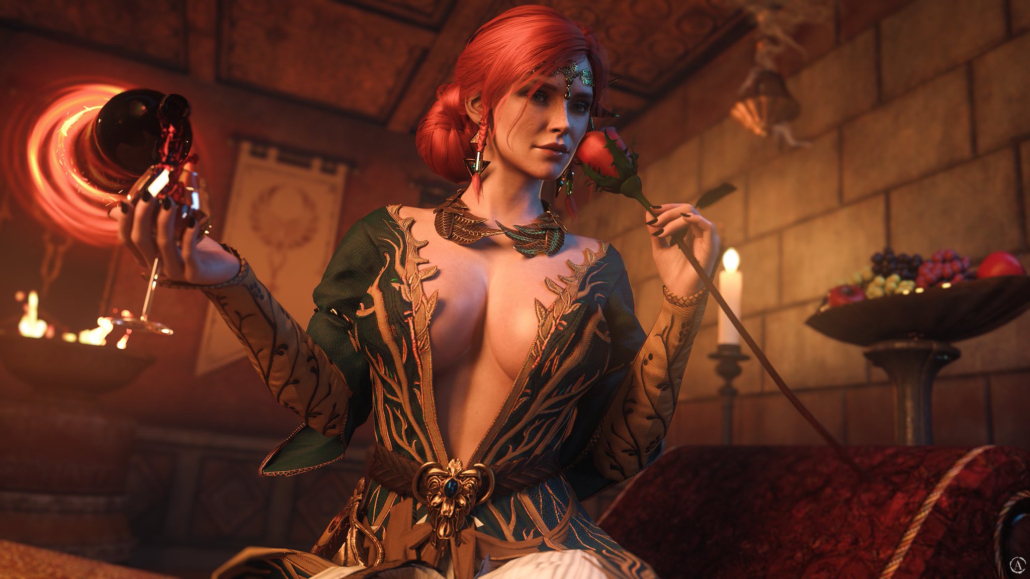 1girls, 3d, alf3d, breasts, cd projekt red, chest, curvaceous, curvy, curvy figure, female, female focus, hips, hourglass figure, huge breasts, human, legs, light skin, light-skinned female, mature, mature female, red hair, slim waist, the witcher (series), the witcher 3: wild hunt, thick, thick hips, thick legs, thick thighs, thighs, triss merigold, voluptuous, waist, wide hips