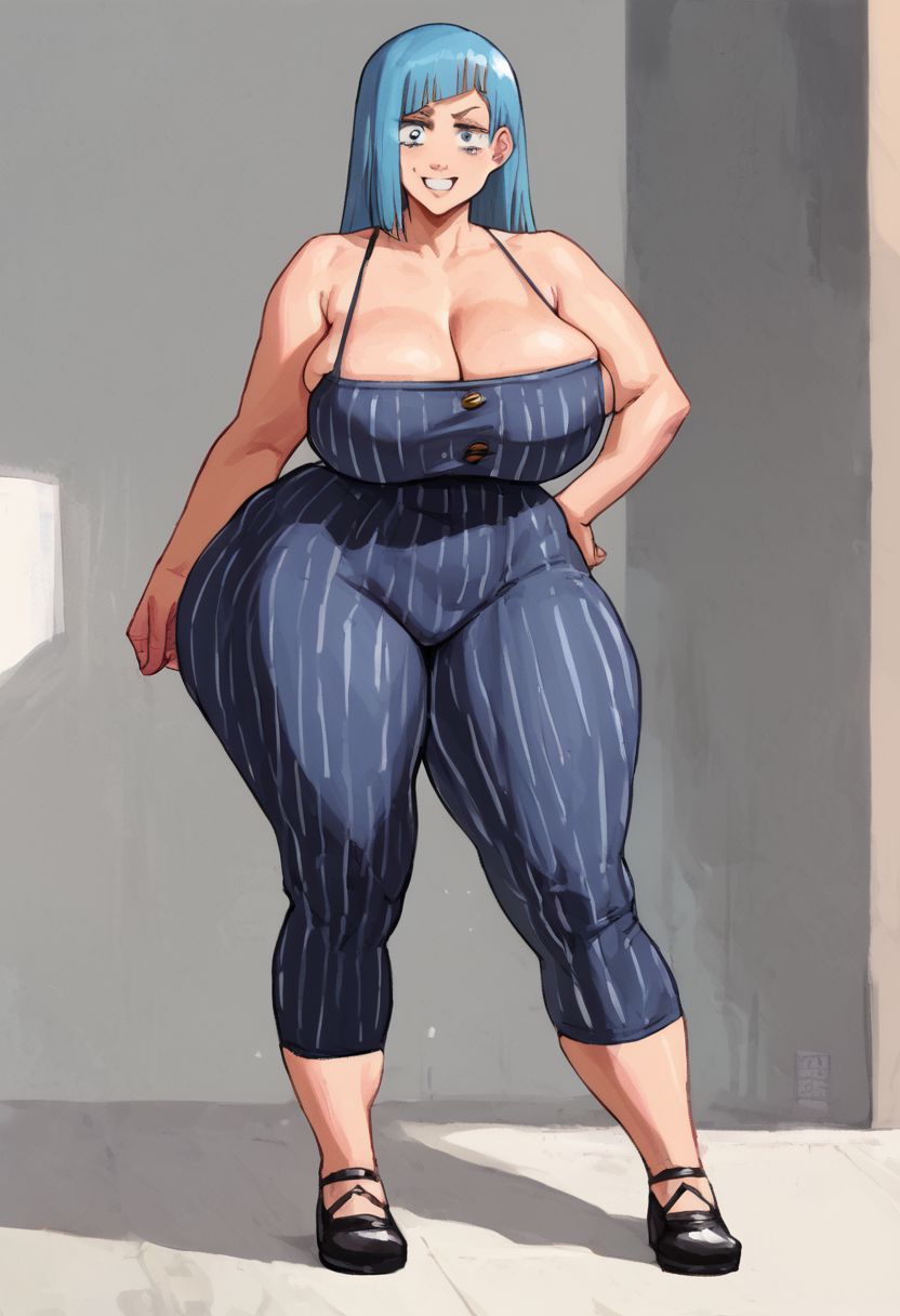 ai generated, ass, bbw, breasts, female, huge ass, huge breasts, jujutsu kaisen, kasumi miwa, plump, shortstack, thick thighs