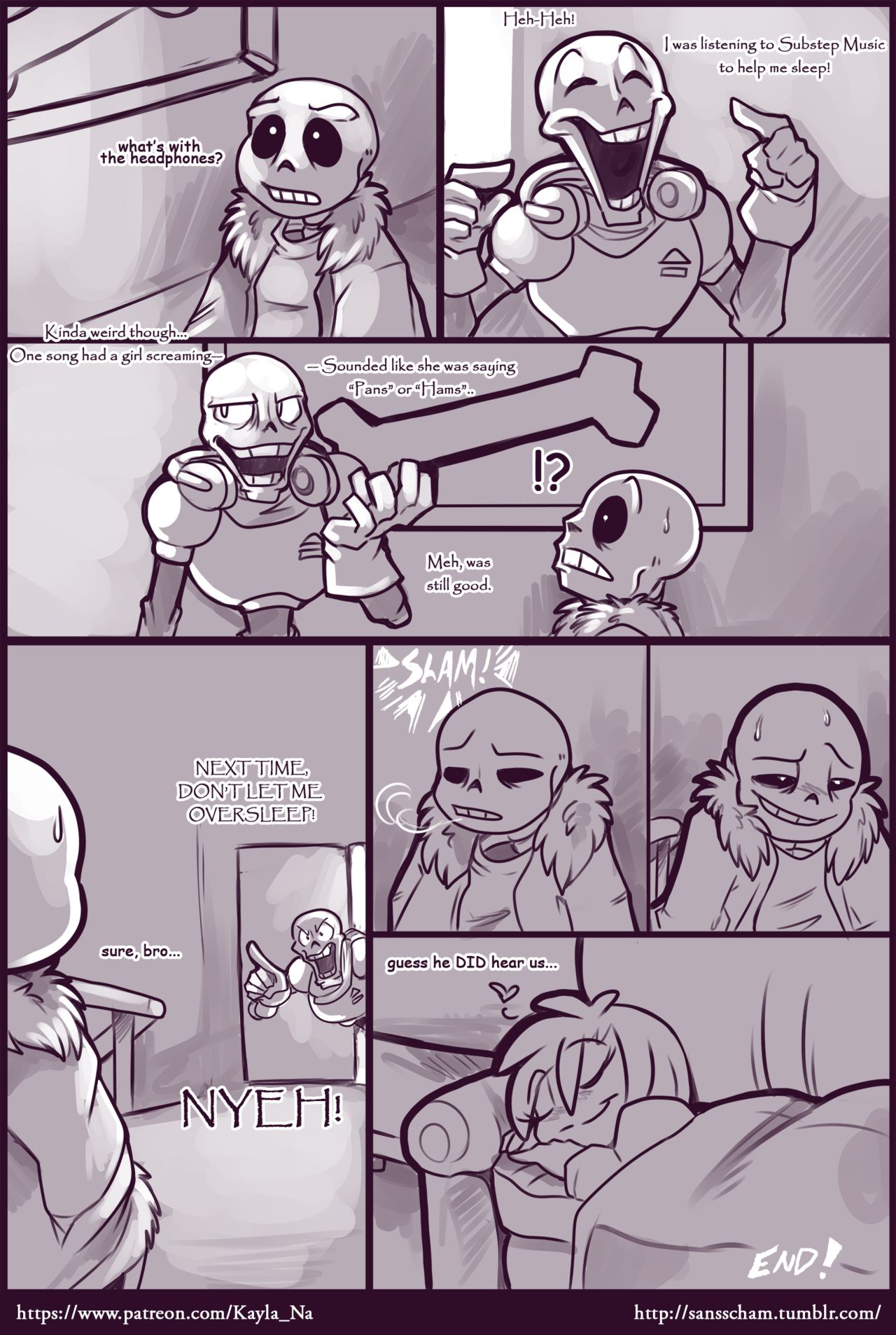 after sex, clothed, clothing, comic, female, female frisk, frisk, kayla-na, movie night (kayla-na), papyrus, safe, sans, sansscham, undertale, undertale (series)