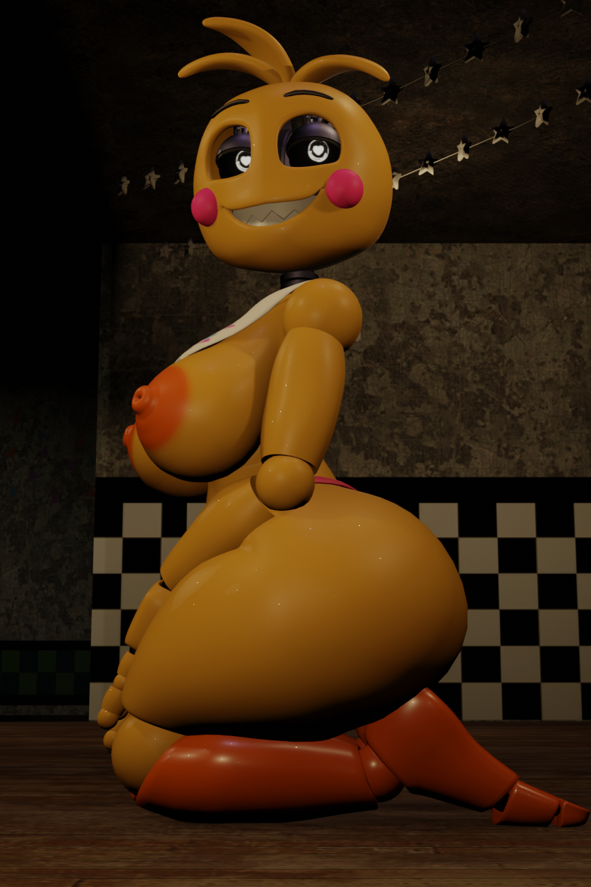 3d 3d_(artwork) animatronic big_breasts breasts chicken female five_nights_at_freddy's five_nights_at_freddy's_2 nago_va robot solo toy_chica_(fnaf) toy_chica_(love_taste)