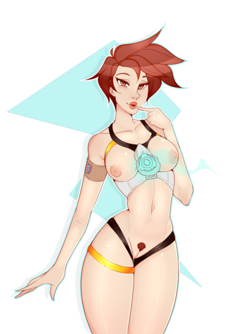 1girls erect_nipples hairy_pussy mitalice overwatch puffy_nipples red_hair short_hair tracer