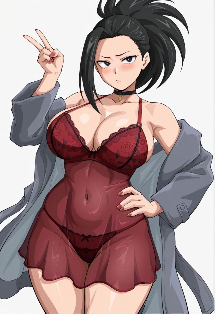 1girls, ai generated, big breasts, black eyes, black hair, boku no hero academia, bra, curvy, curvy body, curvy female, curvy figure, female, female only, huge breasts, kyoru189, large breasts, light skin, light-skinned female, lingerie, long hair, looking at viewer, mature female, momo yaoyorozu, my hero academia, panties, shiny, shiny skin, solo, solo female