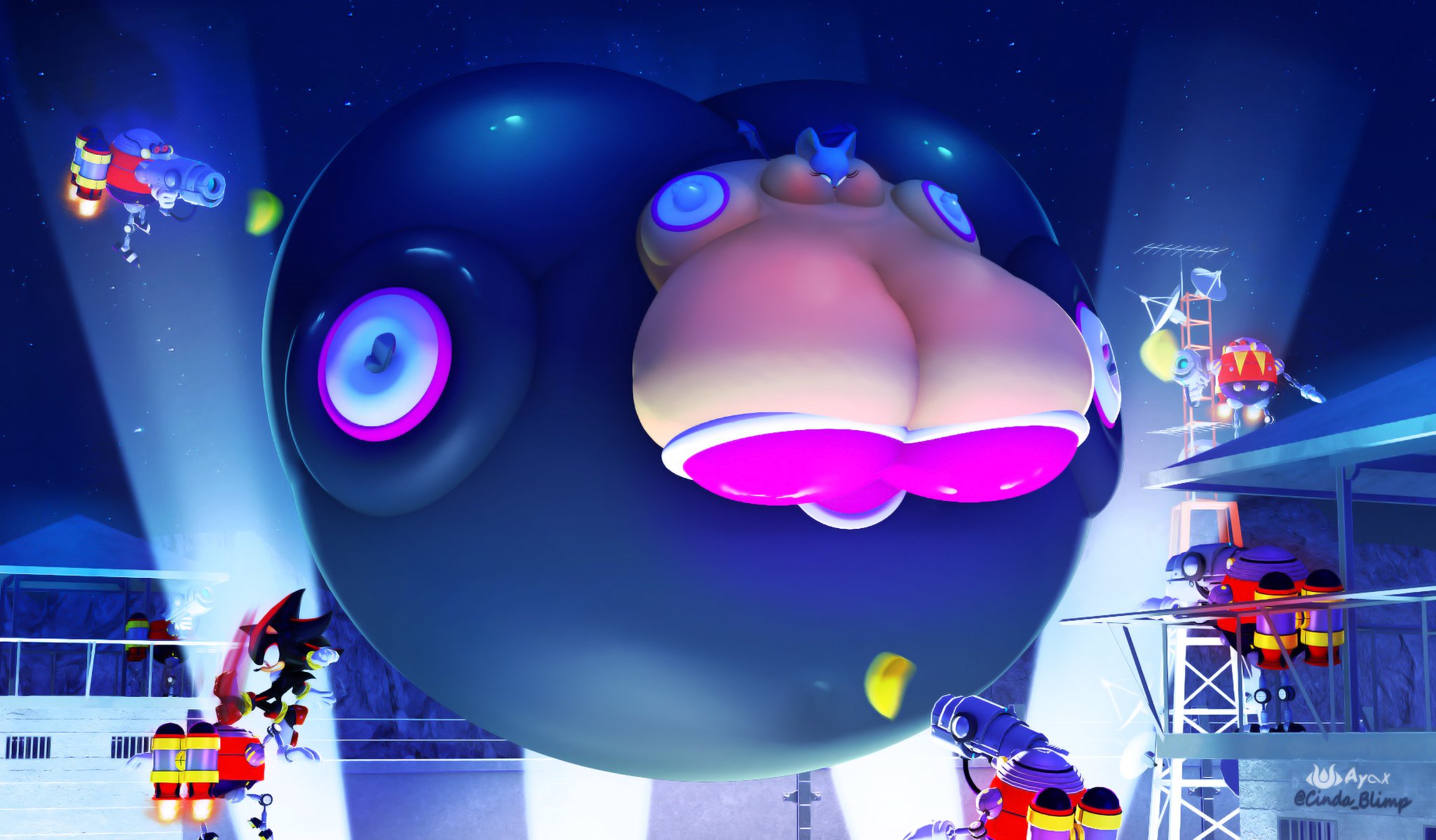anthro, ass, ayaxstudio, bat, big ass, big breasts, breasts, bubble ass, bubble butt, cindablimp, cleavage, colossal ass, colossal breasts, enormous ass, enormous breasts, fat, female, floating, furry, gigantic ass, gigantic breasts, hedgehog, huge ass, huge breasts, hyper ass, hyper breasts, inflation, large ass, large breasts, massive ass, massive breasts, rouge the bat, sega, shadow the hedgehog, sonic (series), spherical inflation, thick thighs, wide hips