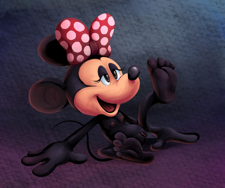 anthro barefoot bow cute disney feet female mammal minnie_mouse mouse nipples nude red_bow rodent small_breasts sodajoik solo