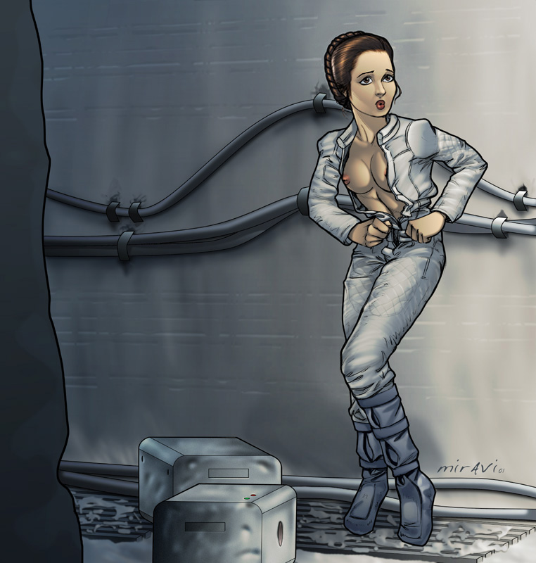 2001 breasts flashing_breasts hoth jumpsuit miravi no_bra princess_leia_organa star_wars tagme the_empire_strikes_back undressing