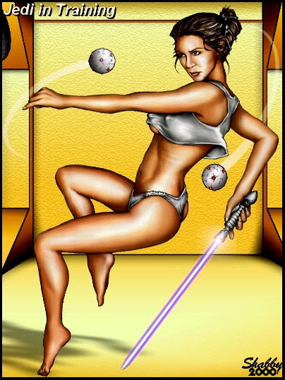 1girls 2000 background bare_legs barefoot black_border border brown_hair brunette clothed clothing crop_top dated droid english_text feet female female_only hair holding_object holding_sword holding_wewapon human indoors jedi laser legs light-skinned_female light_skin lightsaber lowres marksman-h_training_remote melee_weapon midriff motion_lines panties princess_leia_organa purple_lightsaber ribs robot science_fiction shabby_blue shirt side_view signature sleeveless sleeveless_shirt solo star_wars star_wars_legends sword text tied_hair title training underboob underwear weapon white_clothing white_panties white_shirt white_underwear yellow_background