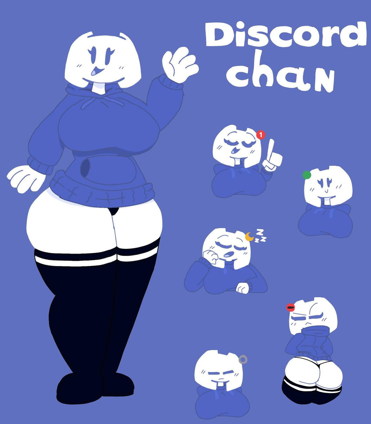 1girls, big boobs, big breasts, clyde (discord), discord logo, discord-tan, posing, thick thighs, thighhighs, vadimmadvier