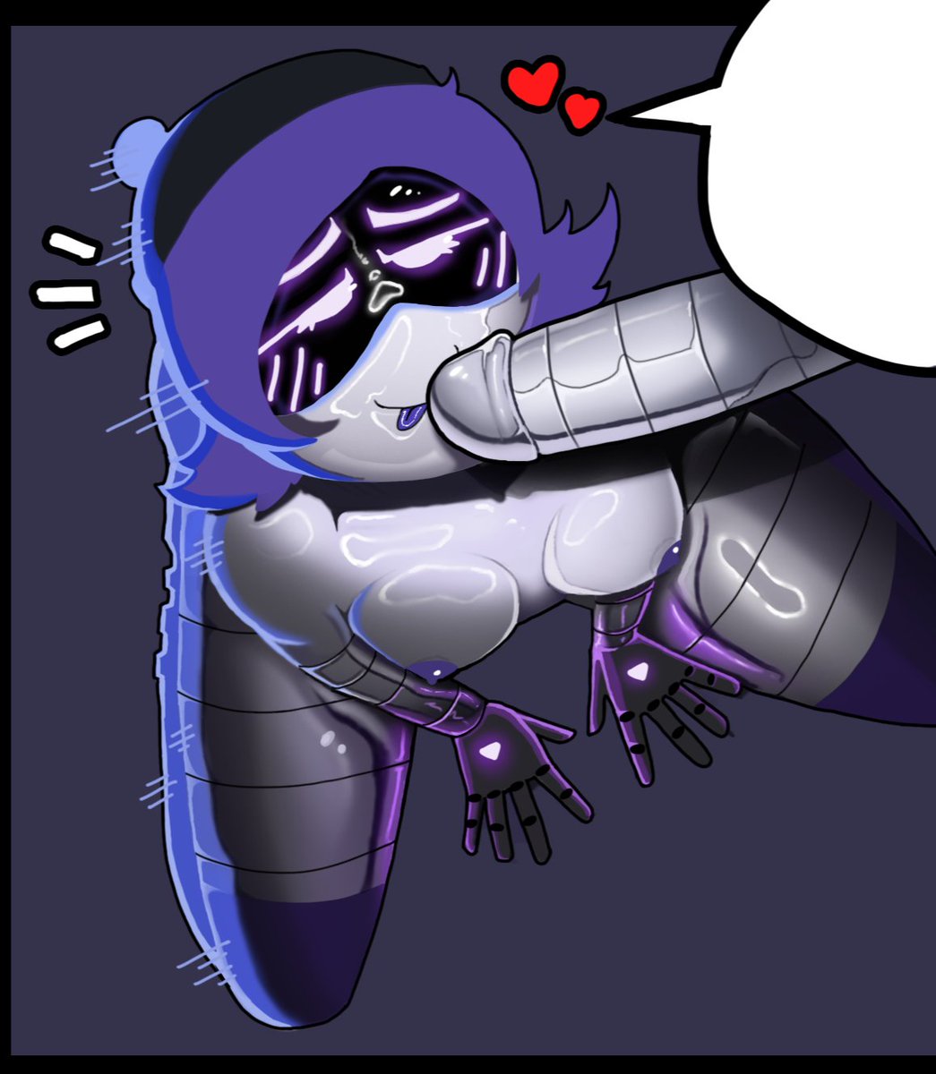 1boy, 1girls, beanie, beanie hat, black background, boobs, breasts, cock, glitch productions, kama1678, male/female, murder drones, n (murder drones), penis, purple eyes, purple hair, robots, smile, smiling, straight, uzi (murder drones)