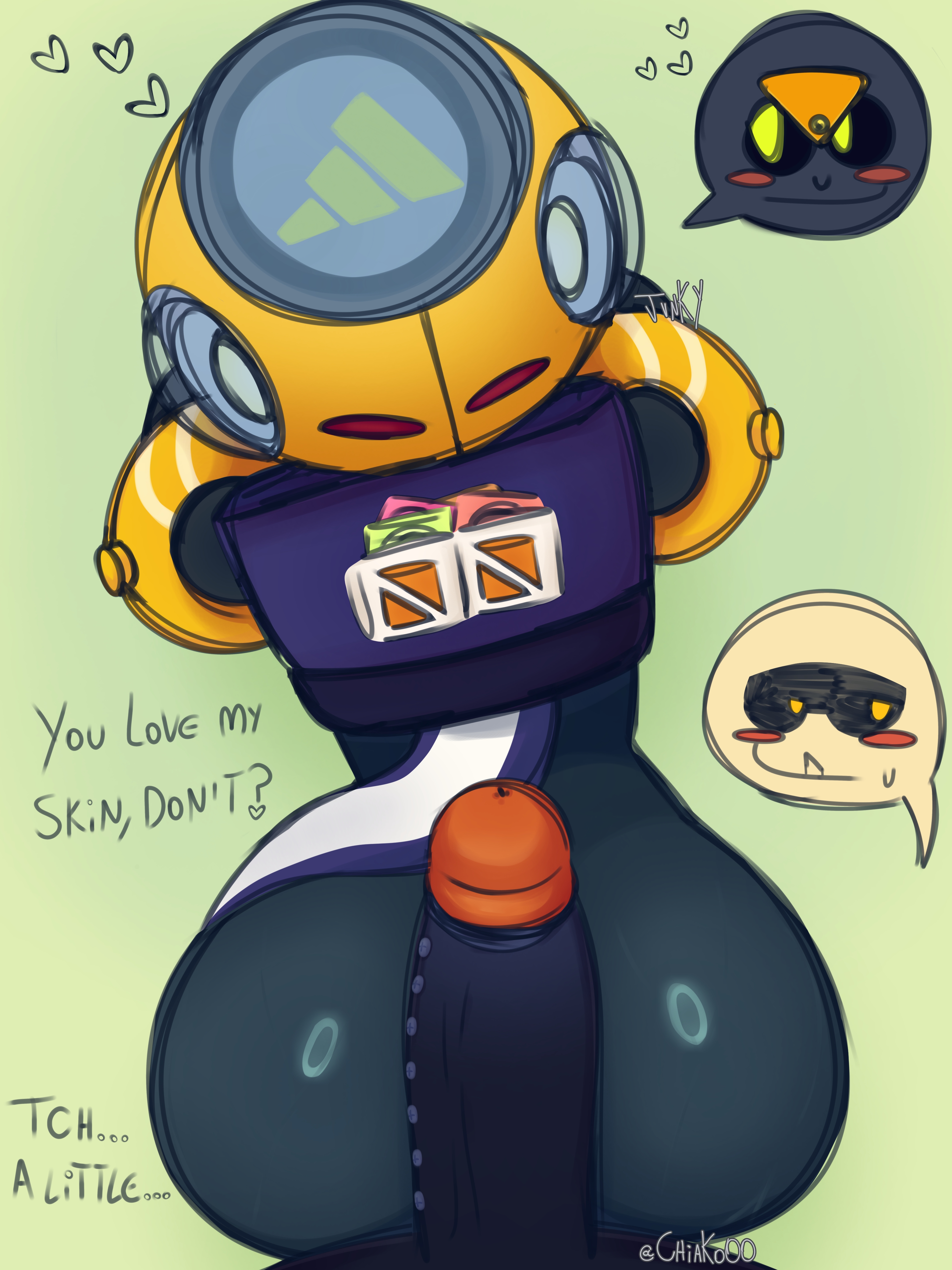 adidas, ass cheeks, ass focus, back view, brawl stars, butt, butt cheeks, butt focus, color, colored, condom, condoms, cute, dick, dick on butt, femboy, femboy focus, gay, gray dick, gray skin, imminent penetration, imminent sex, junkok (artist), lawrie (brawl stars), male, male focus, male only, male pov, male/male, meeple (brawl stars), robot, robot ass, robot boy, robot penis, supercell, supercell (company), wholesome
