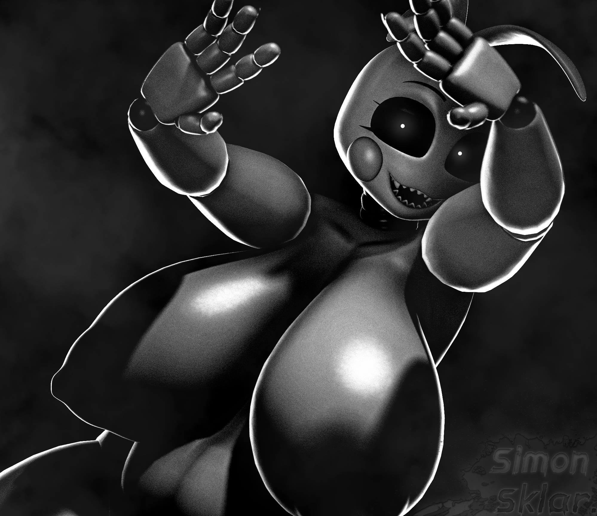 3d, 3d (artwork), big breasts, five nights at freddy's, fnaf, hands casting shadow, meme, mishuyuu (modeler), nsfw, sfm, simon sklar, solo, source filmmaker, tagme, toy chica (fnaf)