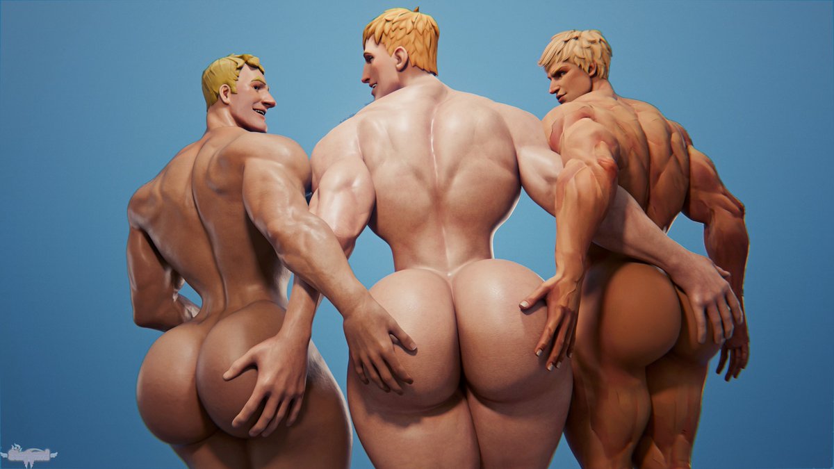 3boys, ass, ass focus, bara, big ass, big butt, blonde hair, bubble ass, bubble butt, crossover, dat ass, dat butt, fat ass, fat butt, fortnite, gay, hand on ass, huge ass, huge butt, human torch, human torch (marvel rivals), johnny storm, jonesy (fortnite), large ass, large butt, male, marvel, marvel rivals, muscular, muscular male, overwatch, round ass, round butt, showing ass, soldier 76, starkomi, take your pick, thick ass, thick butt