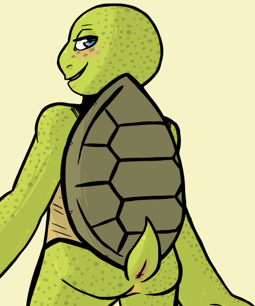 2017 anthro anus ass blue_eyes blush freckles green_background inkyfrog looking_at_viewer looking_back male male_only michelangelo nude rear_view reptile scalie shell simple_background smile solo standing teenage_mutant_ninja_turtles turtle