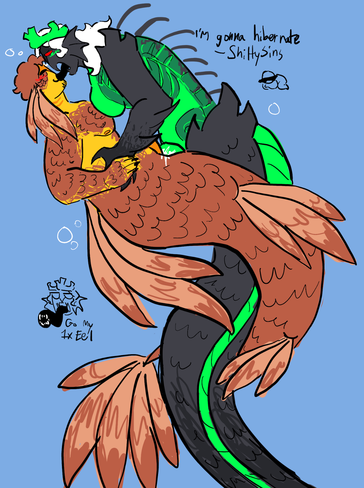 1x1x1x1, 1x1x1x1 (forsaken), betrayed 1x1x1x1, boobs, brown hair, cetacean penis, chubby, chubby male, claws, crown, dick, drawing, eel, fish tail, forsaken (roblox), gills, insects, long hair, merfolk, mermaid tail, merman, penetration, penile penetration, penis, red eyes, roblox, scales, shedletsky, shedletsky (forsaken), shittysins, short hair, white hair