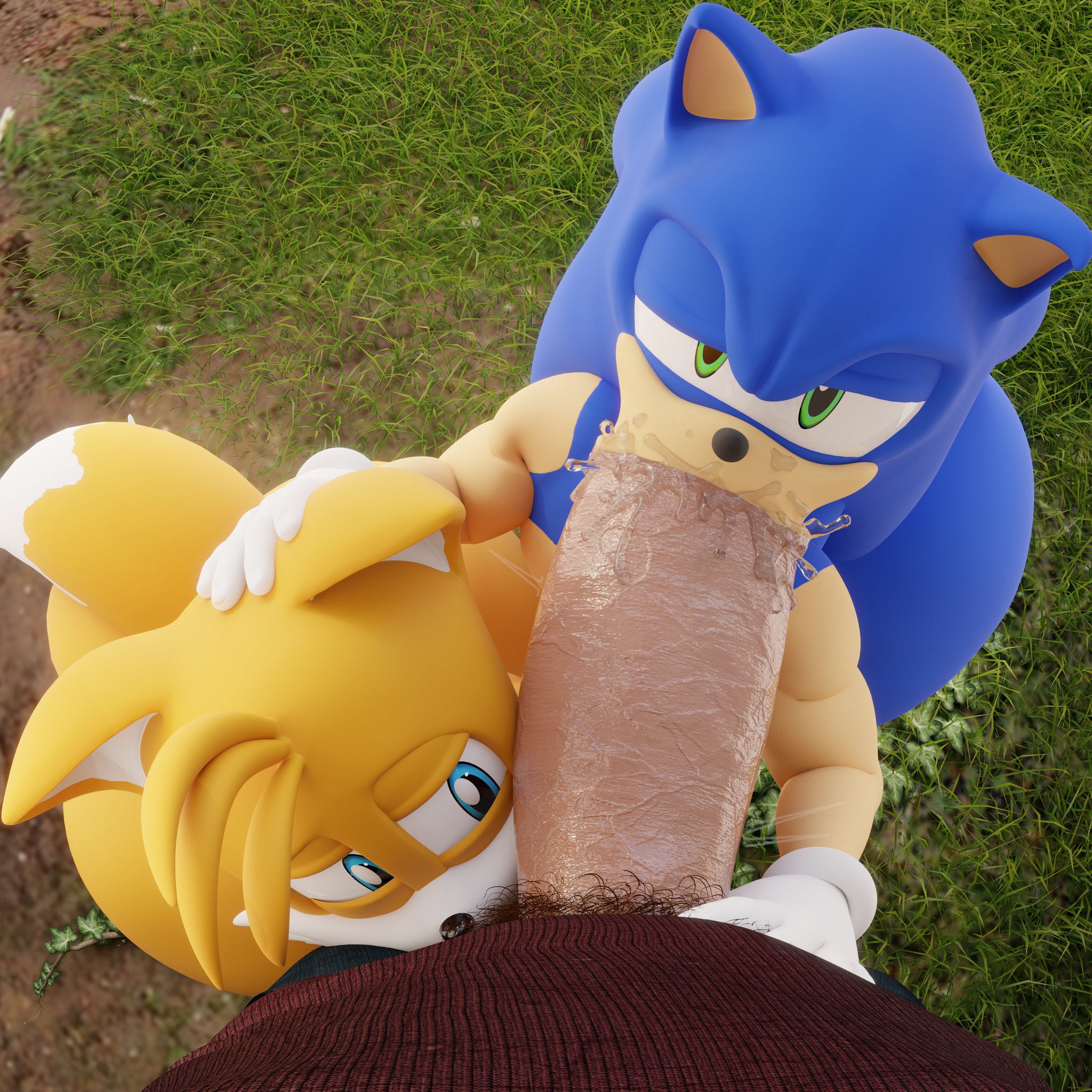 2boys, 3d, aidenz, anthro, anthro penetrated, big penis, blowjob, blue eyes, body hair, canid, canine, duo, femboy, fox, freckles, gay, genitals, hi res, huge cock, human, human male, human on anthro, human penetrating, human penetrating anthro, hyper penis, impossible fit, licking penis, male, male human, male on anthro, male on human, male/male, mammal, mobian (species), penis, pubes, saliva string, sega, size difference, sonic (series), sonic the hedgehog, sonic the hedgehog (series), tails, tails the fox, throbbing, throbbing penis, tongue, tongue out, uncle aiden, vein, veiny penis, wide hips, yaoi