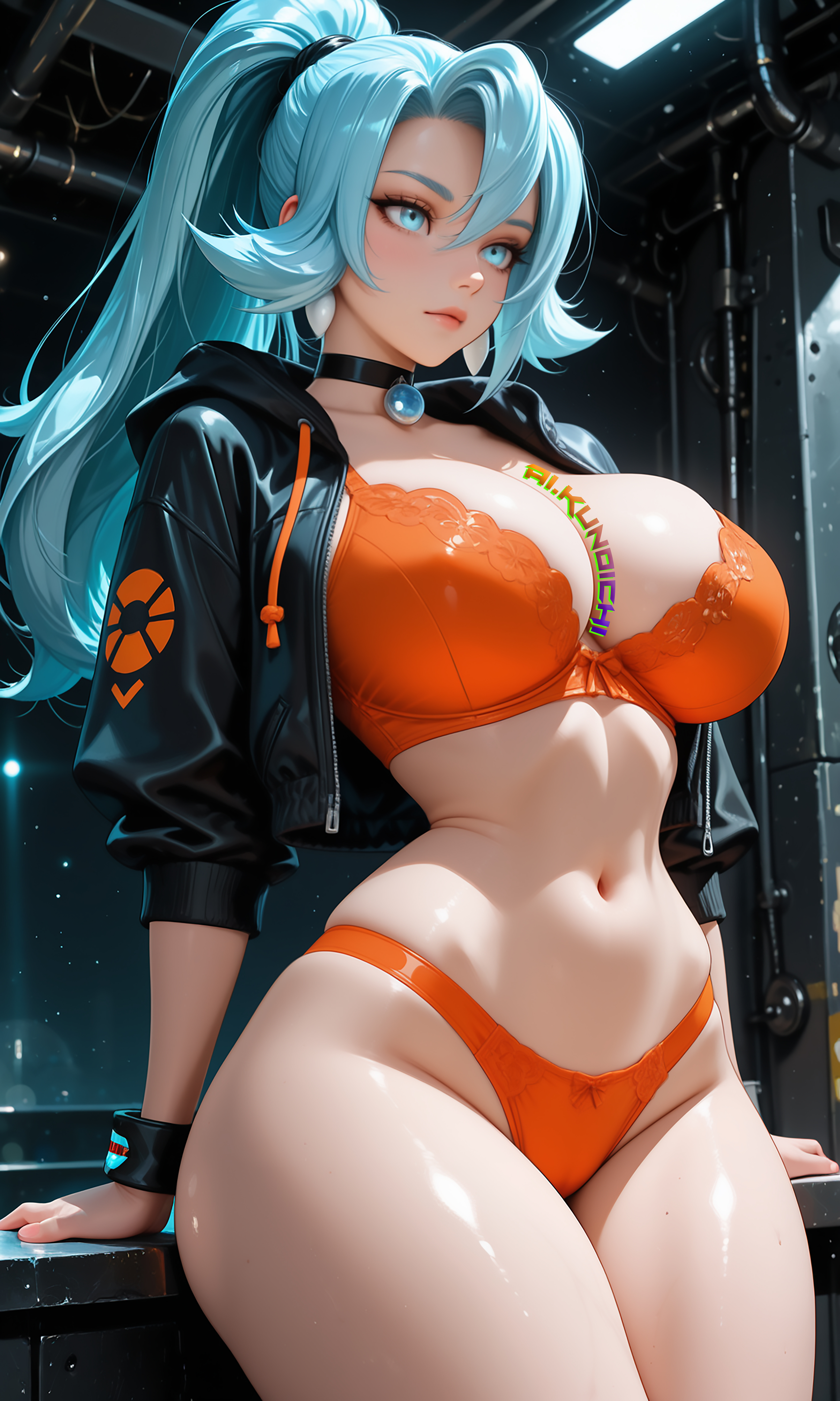 ai generated, aikunoichi, anime, ass, bikini, booty, bra, breasts, clair (pokemon), ecchi, female, huge ass, huge boobs, huge breasts, lace, lewd, lingerie, pantie, panties, patreon, pokemon, rule34, sfw, solo female
