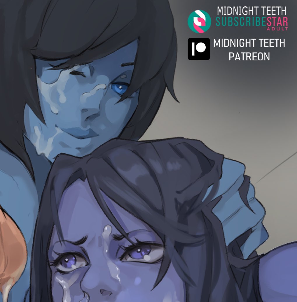 1boy, 2d, 2d (artwork), 2girls, 343 industries, ai character, alternate costume, alternate hairstyle, artificial intelligence, bisexual female, blowjob, blue body, blue eyes, blue hair, blue skin, bob cut, breasts, bungie, collaborative fellatio, cortana, cortana v1, cortana v2, cropped, cum, cum on face, dialogue, digital drawing (artwork), digital media (artwork), fellatio, female, halo (game), halo (series), halo 2, halo 4, high resolution, highres, human, male, master chief, microsoft, midnight teeth, one eye closed, patreon ad, purple body, purple eyes, purple hair, purple skin, sci-fi, science fiction, selfcest, simple background, smile, spartan (halo), tagme, text, video game character, video games