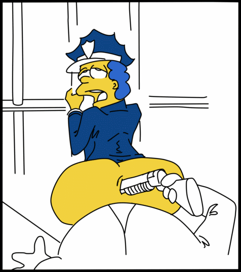1boy, animated, female, male, marge simpson, police uniform, tagme, the simpsons