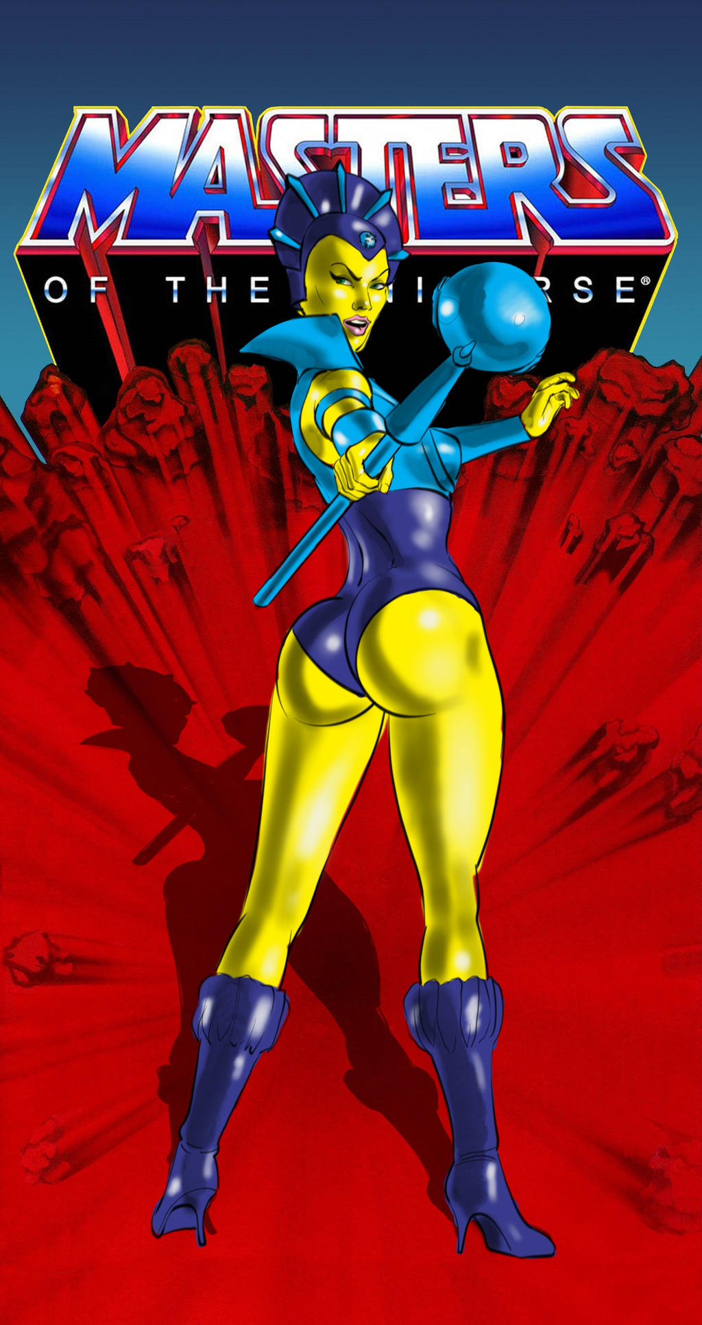 ass copyright_name evil-lyn female masters_of_the_universe purple_boots text tim_phillips yellow_body yellow_skin