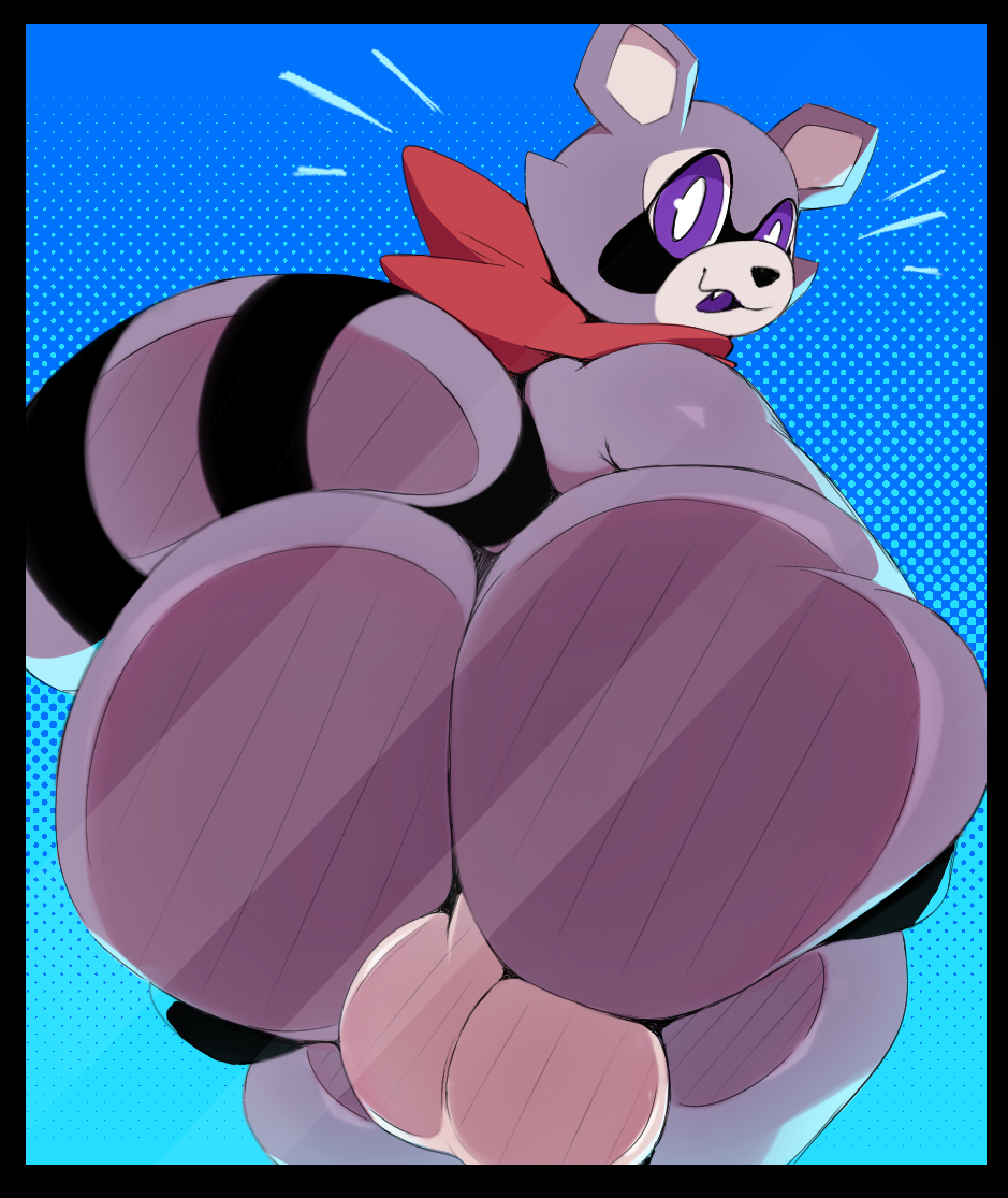 1boy anthro ass ass_against_glass balls big_ass big_balls bubble_butt fat_ass huge_ass indigo_park kkoart large_ass looking_at_viewer looking_back male male_only nude nude_male raccoon rambley_(indigo_park) solo thick_ass thick_thighs wide_hips