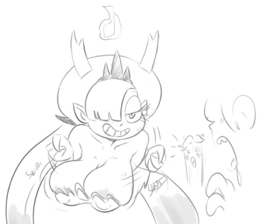 1girls areola_peek bouncing_breasts calicobggs cleavage hekapoo sketch star_vs_the_forces_of_evil terrible_the_drawfag