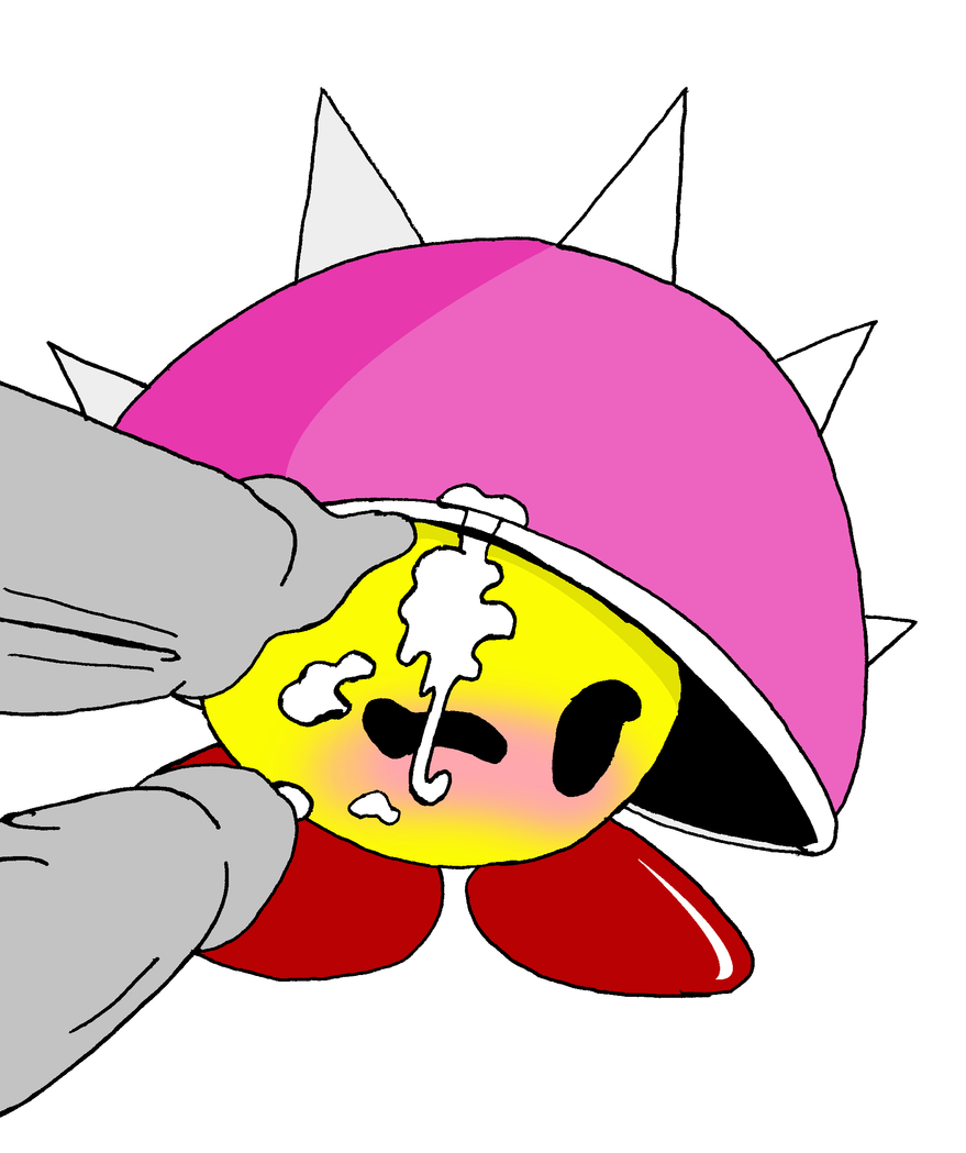 big_head cum_on_face cumshot disembodied_penis metateen non-human non-human_only small_body spiked_shell spiky_(wario_land) toony wario_land white_background yellow_body