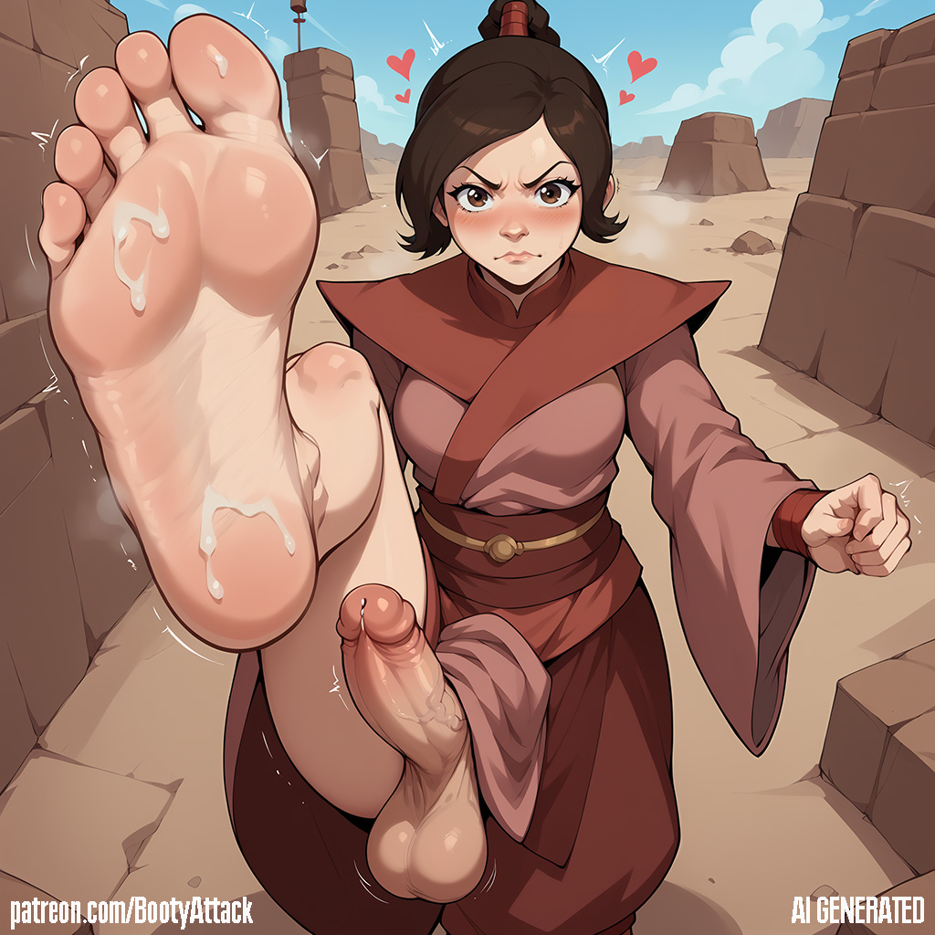 1futa, ai generated, angry, avatar legends, avatar the last airbender, balls, barefoot, bootyattack, brown eyes, brown hair, clothed, clothed female, clothed female nude male, clothing, cock out, cum, cum on feet, dickgirl, erection, feet, female, fire nation, foot fetish, foot focus, foreskin, futa only, futa sans pussy, futanari, intersex, looking at viewer, male, outdoors, penis, pov, pov eye contact, pov feet, soles, solo, solo focus, solo futa, stable diffusion, testicles, toes, ty lee, uncircumcised, uncut