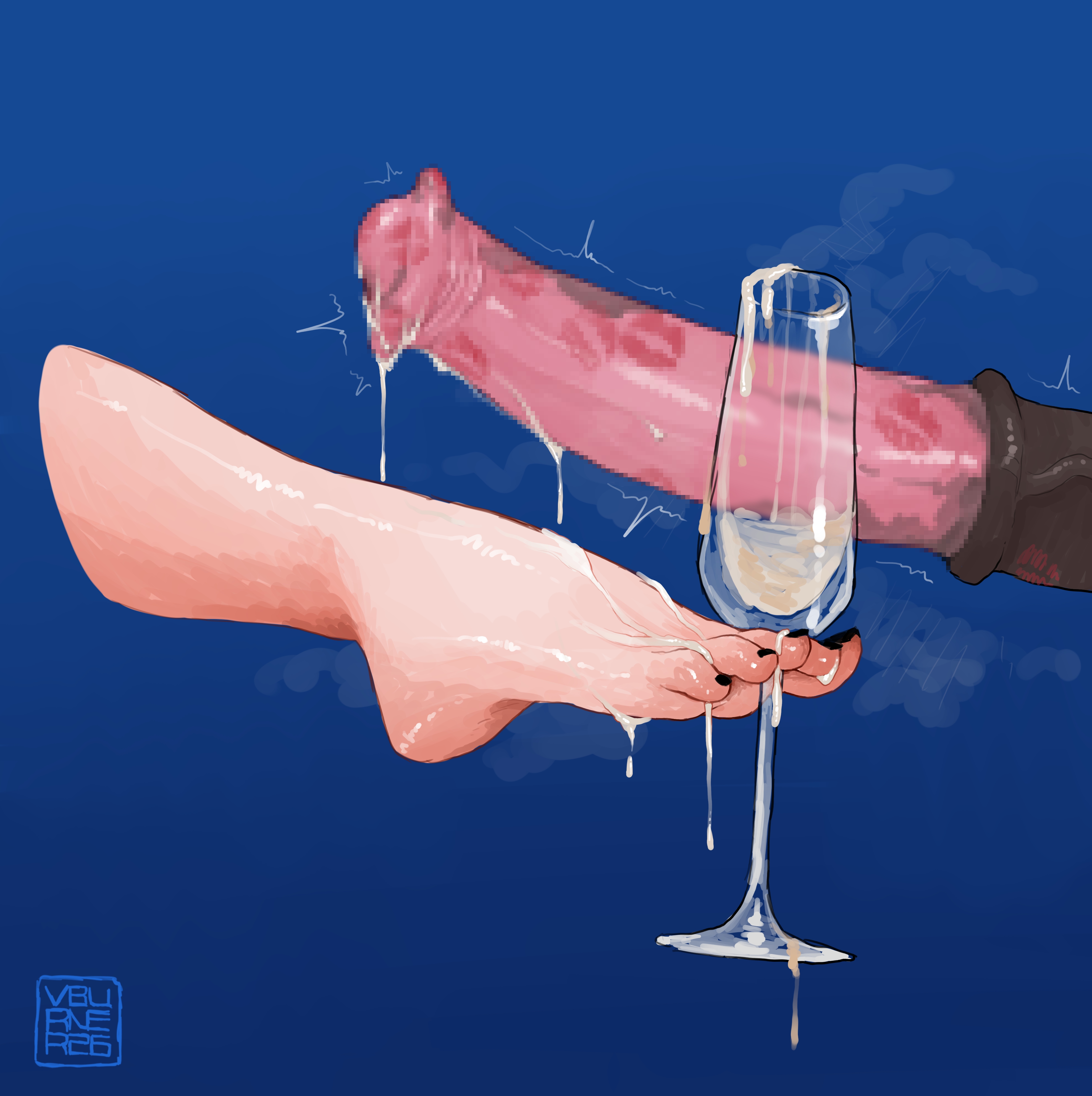 2d, after bestiality, after kiss, after sex, big penis, champagne glass, cock worship, cum, cum in cup, cum in glass, cum on feet, equine, feet, feet focus, feet only, feet up, female on feral, feral, feral on female, feral on human, foot fetish, foot focus, foot play, glass, glass cup, holding glass, horse, horsecock, human female, human on feral, implied bestiality, implied sex, kiss mark, kissing, light skin, light-skinned female, lipstick, lipstick mark, lipstick on penis, original, original character, soles fetish, toenail polish, toes, vburner, zoophilia