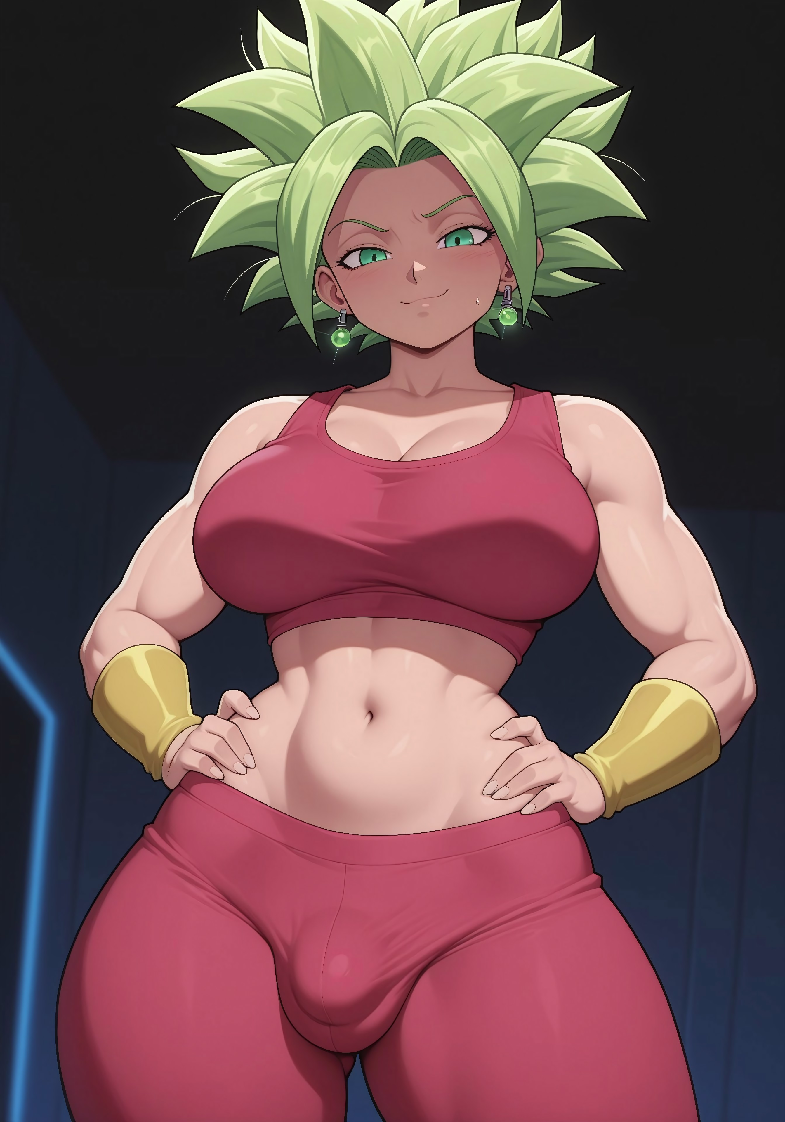 1futa, abs, ai generated, armpits, dickgirl, dragon ball, dragon ball super, futa only, futanari, intersex, kefla, penis