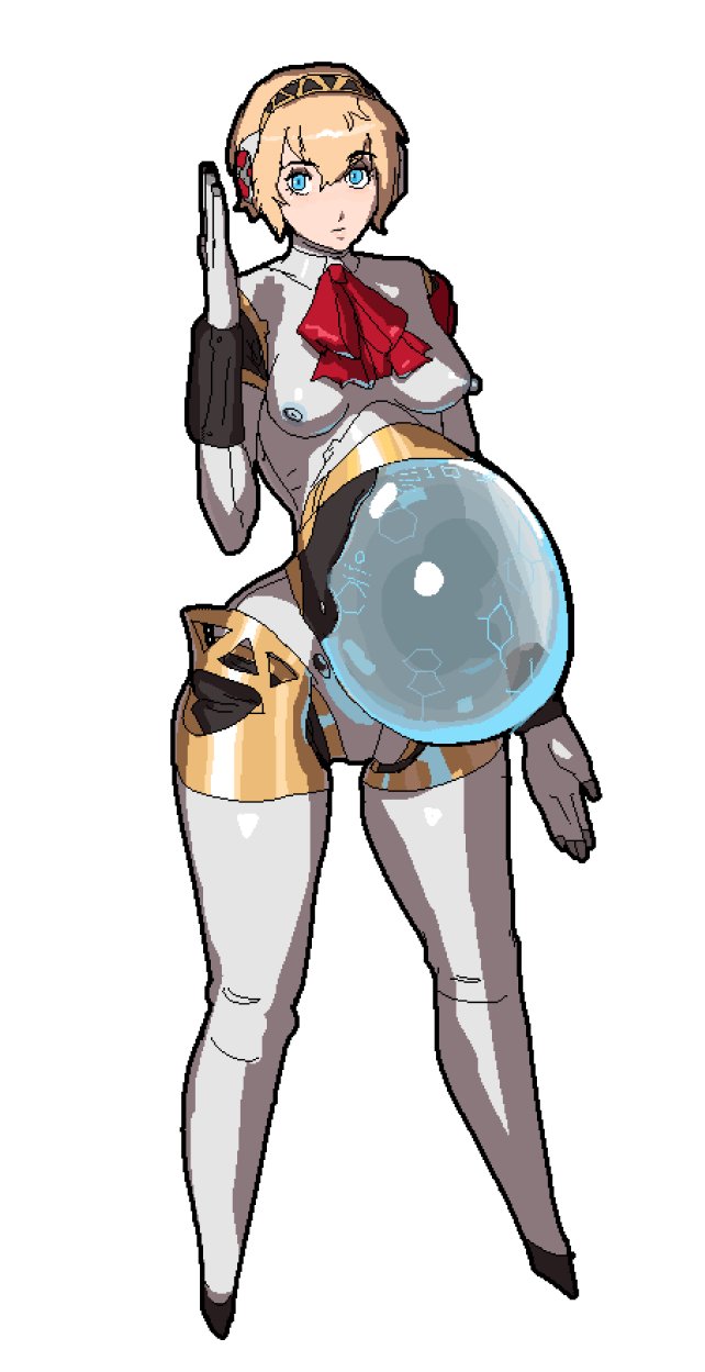 1girls, aigis (persona), artificial womb, belly, big belly, blonde hair, blue eyes, blue nipples, breasts, dolecat, female, female only, fetus, gynoid, in utero, nipples, persona, persona 3, pregnant, robot, robot girl, robot joints, short hair, small breasts, solo, uterus, x-ray