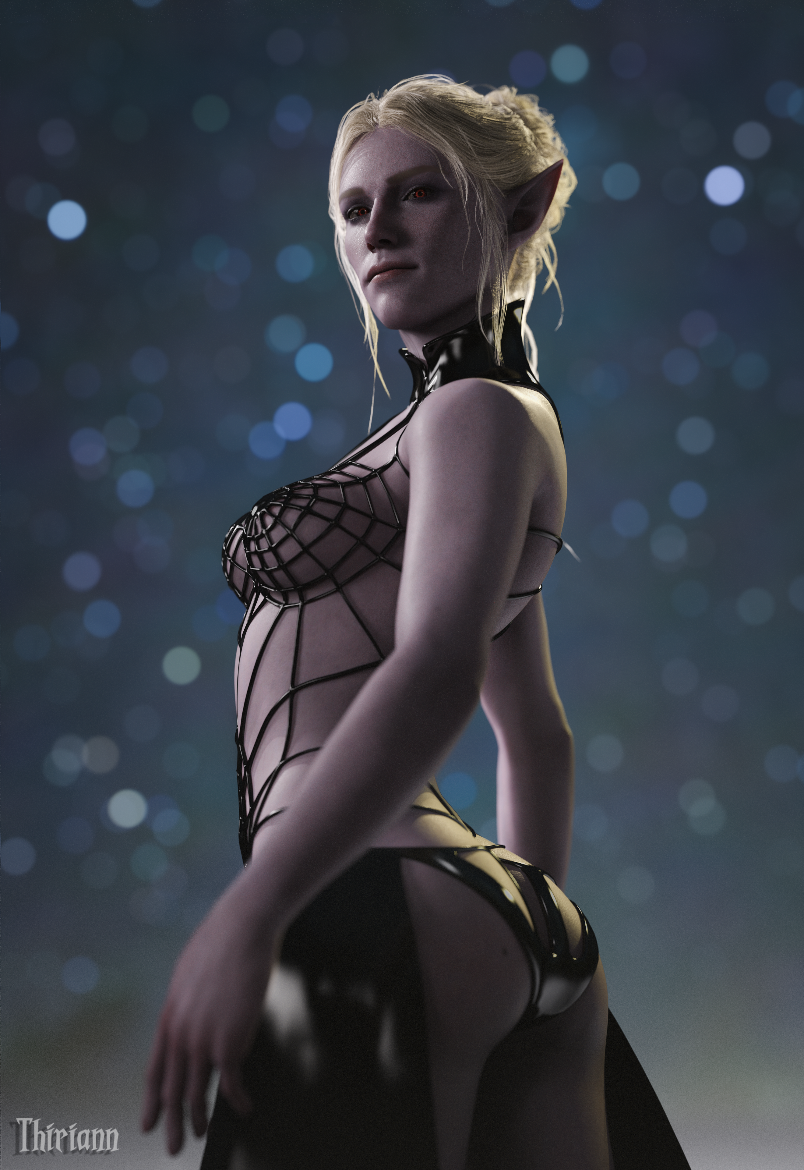 3d, 3d (artwork), baldur's gate, baldur's gate 3, drow, dungeons and dragons, minthara, tagme, thiriann