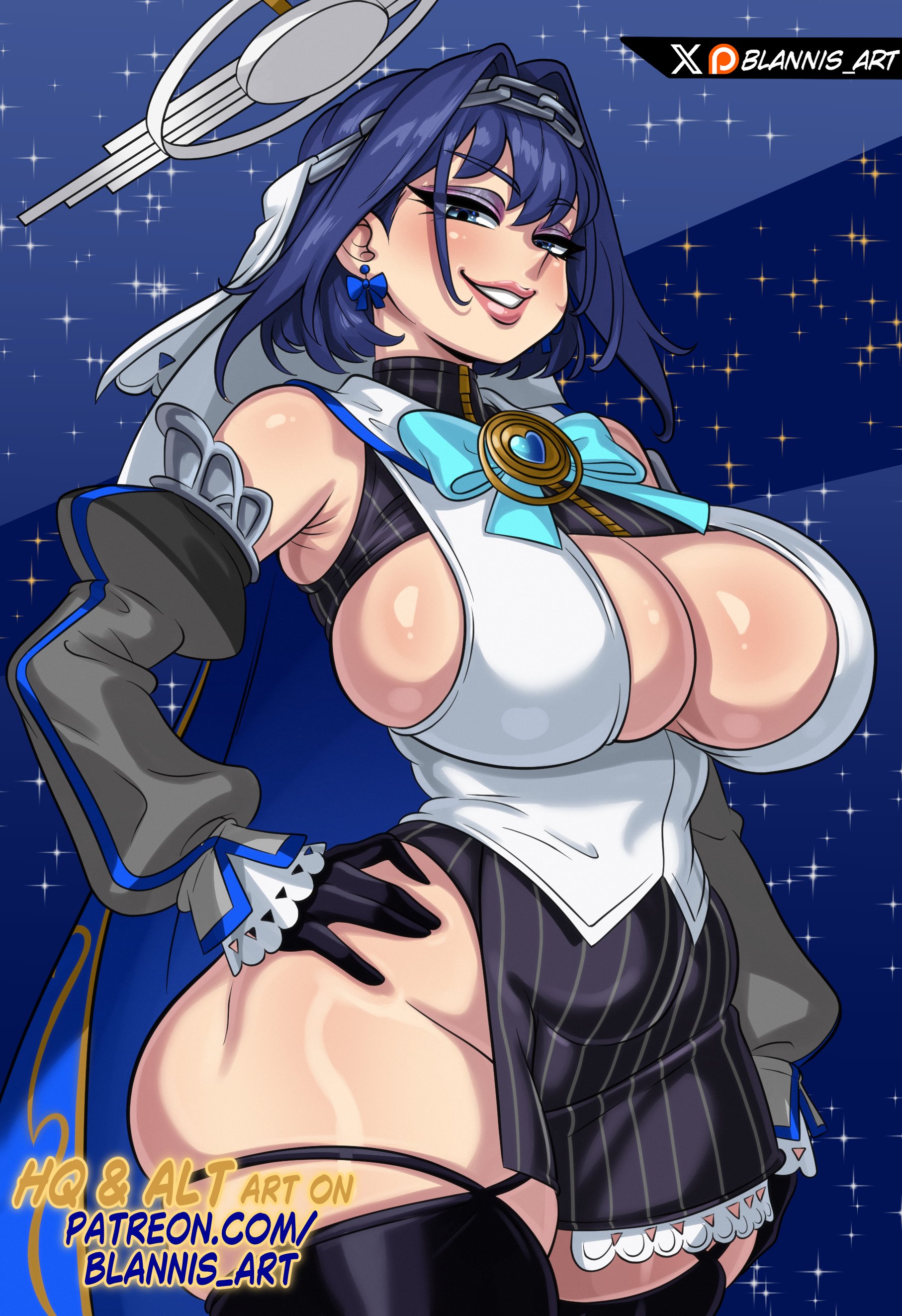 1girls, absurdres, ass, blannis art, breasts, cleavage, clothing cutout, female, female only, highres, hip vent, hololive, hololive english, huge ass, large breasts, ouro kronii, sideboob, tagme, thick thighs, thighs, underboob, virtual youtuber, wide hips
