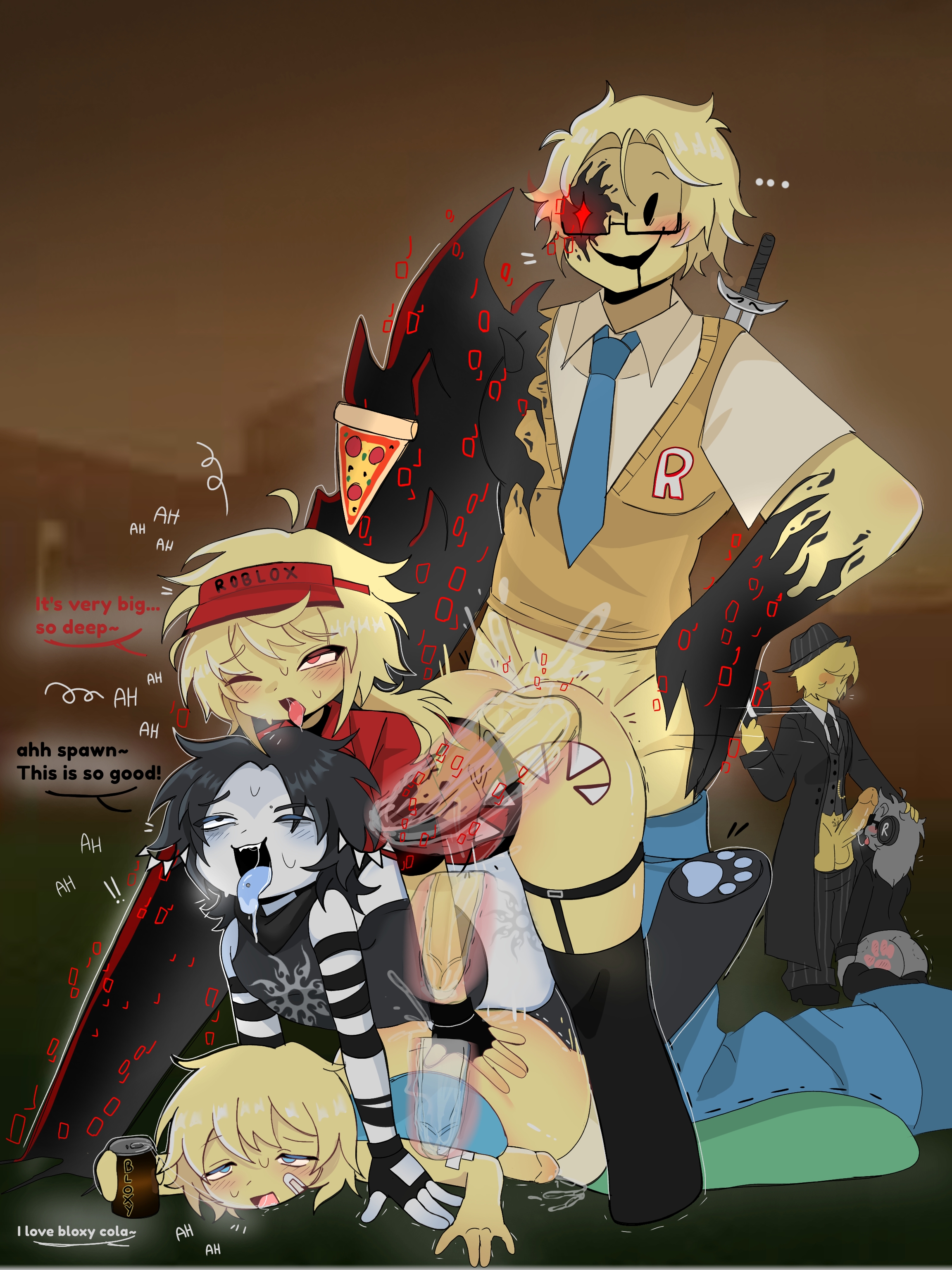 chance (forsaken), elliot (forsaken), elliot (work at a pizza place), forsaken (roblox), foursome, fucking, gay, gay orgy, gay sex, john doe (forsaken), john doe (roblox), mafioso (forsaken), noob (forsaken), noob (roblox), orgy, orgy sex, penetration, roblox, roblox game, robloxian, self upload, tagme, tagme (artist), two time, x-ray